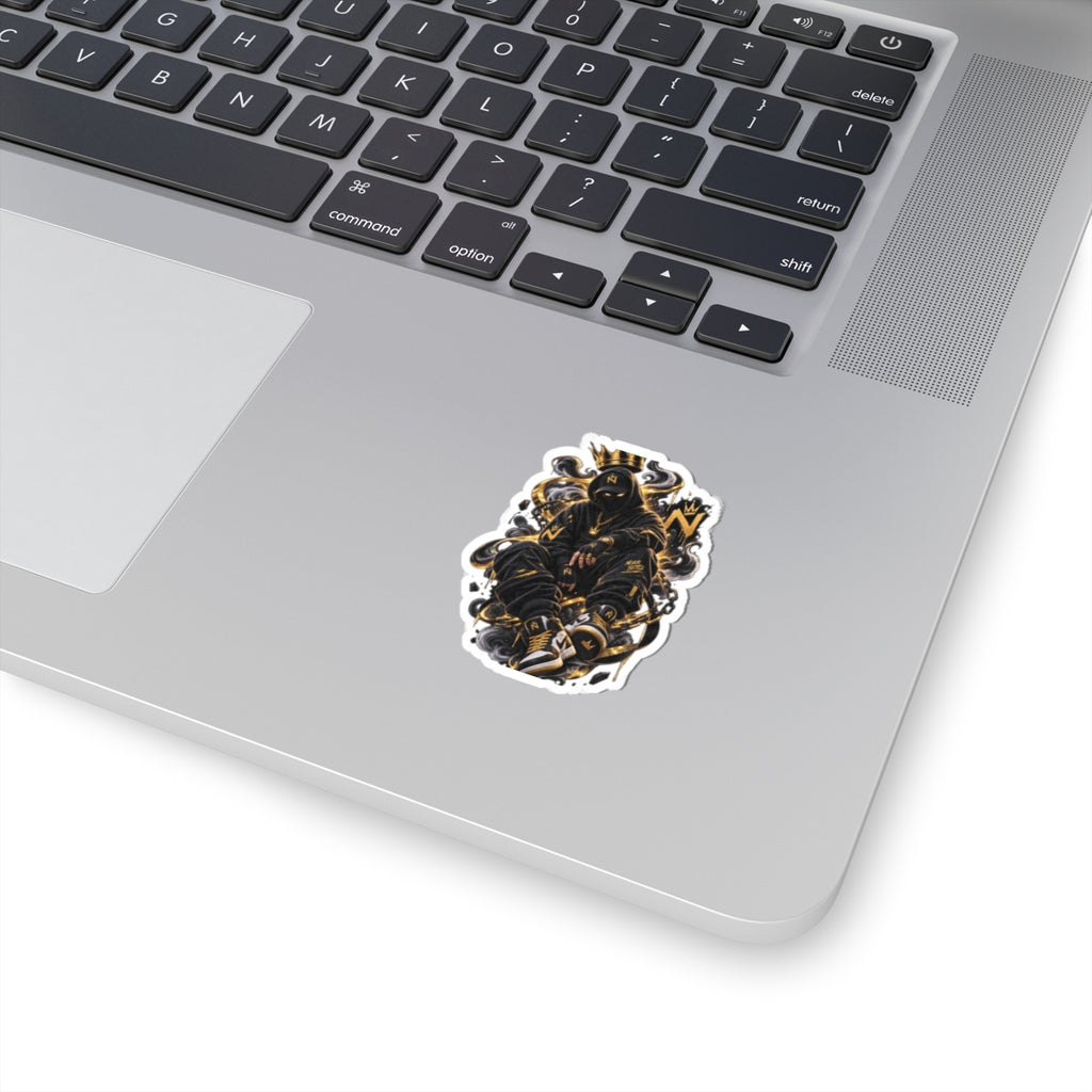 Urban King Sticker — Black & Gold Hooded Figure Kiss-Cut Sticker (Laptop Vinyl)