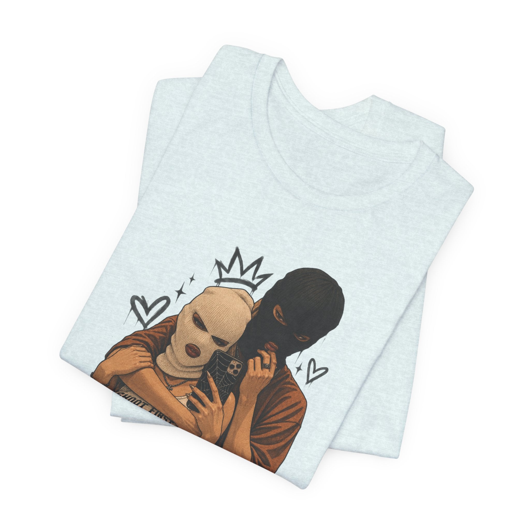 Masked Couple Graphic Tee — 'Trust' Streetwear T-Shirt
