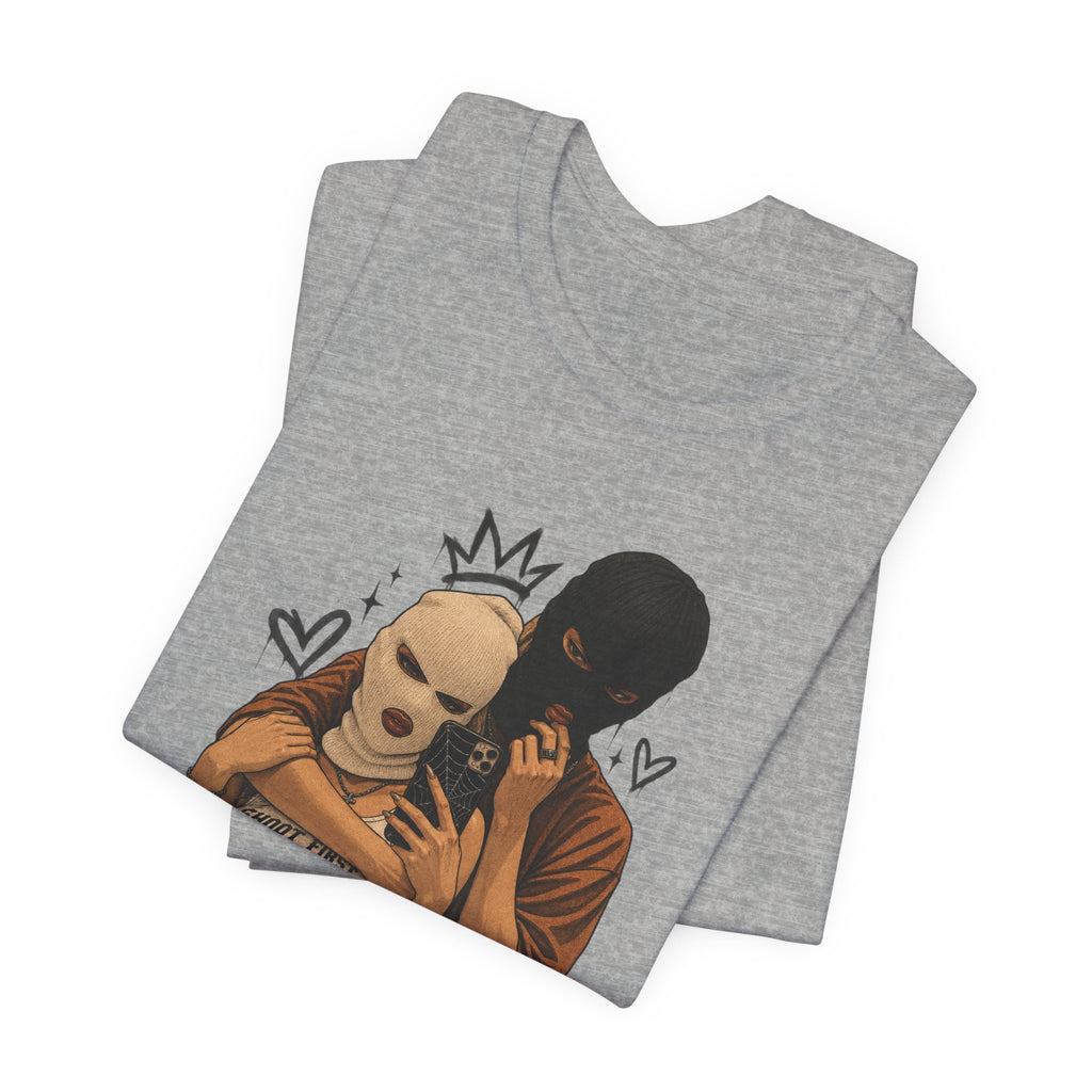 Masked Couple Graphic Tee — 'Trust' Streetwear T-Shirt