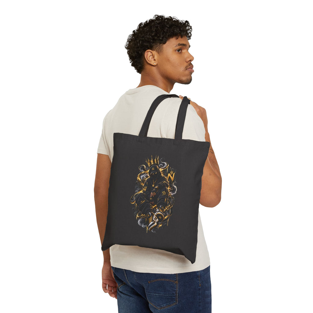 Canvas Tote Bag — Dark Floral Skull Art Print