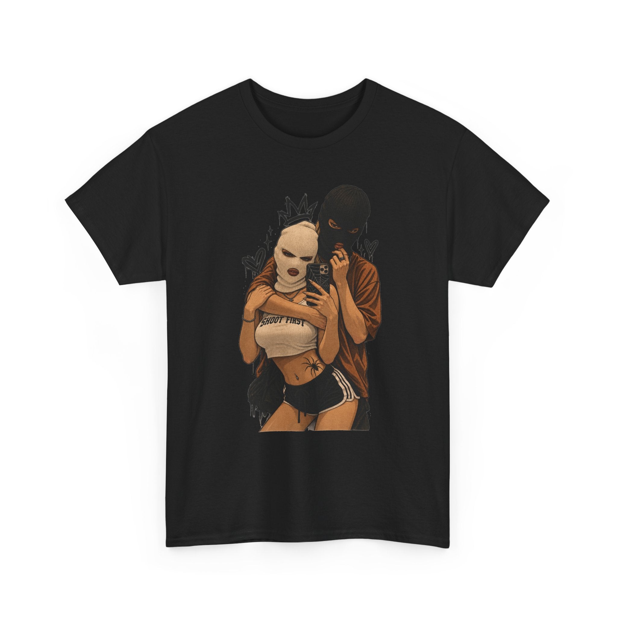 Graphic Couple Tee — 'Queen & King' Illustration