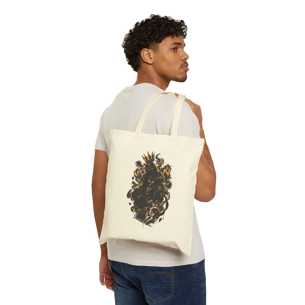 Canvas Tote Bag — Dark Floral Skull Art Print