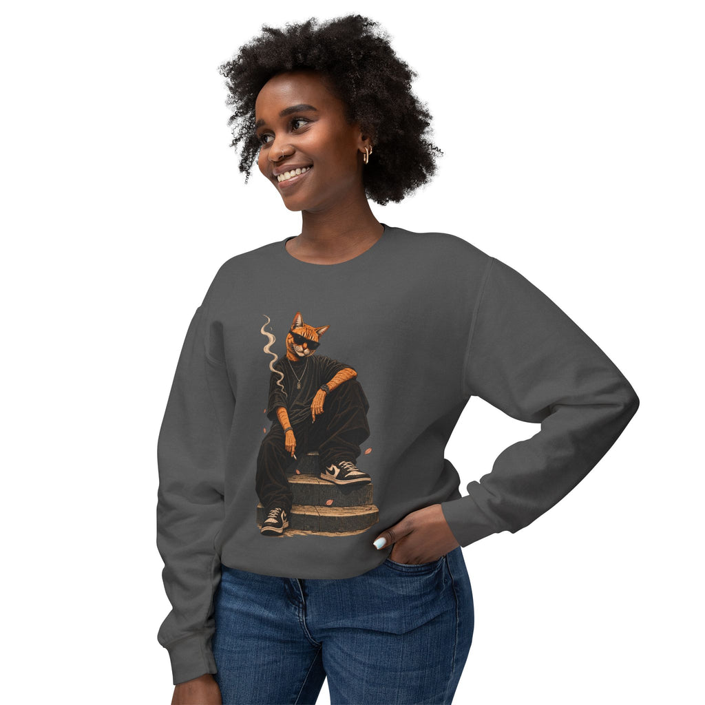 Cool Cat Crewneck Sweatshirt — Streetwear Cat Graphic