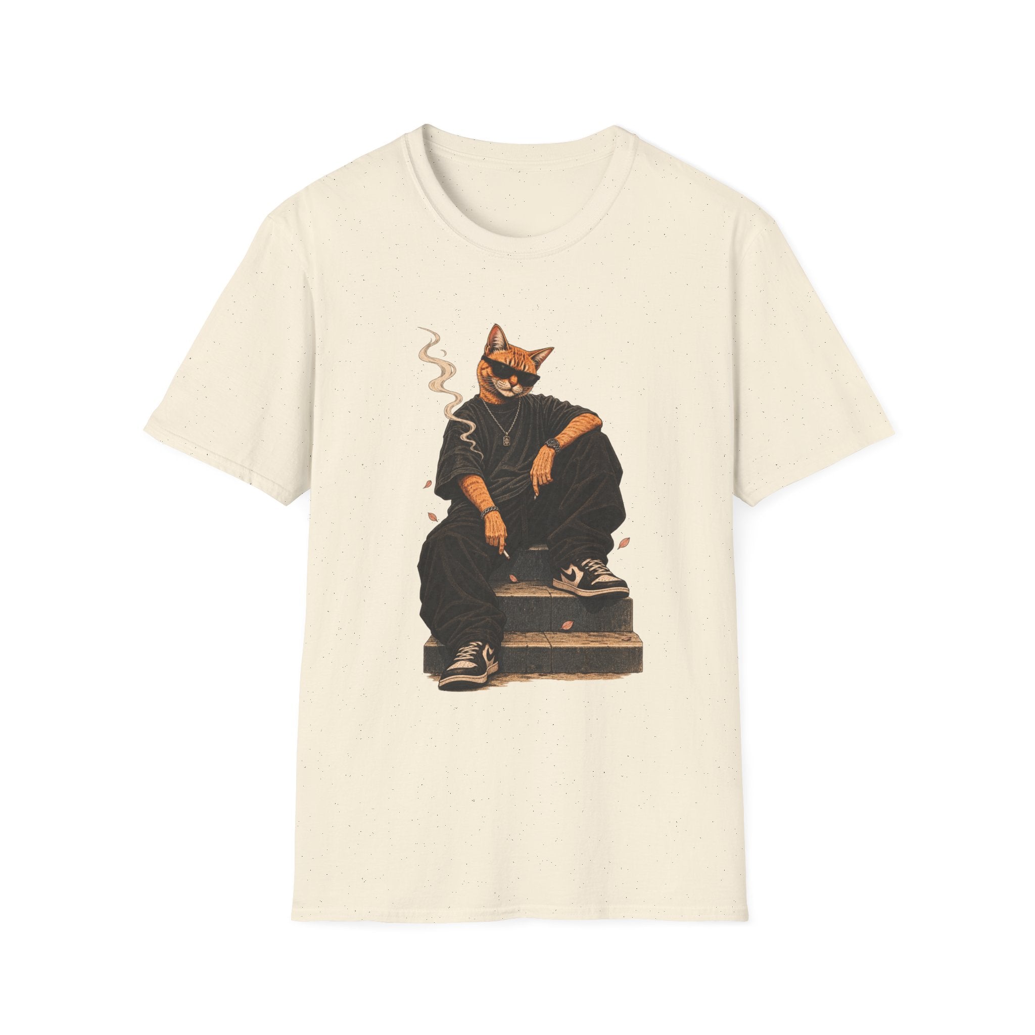 Cool Cat Skateboard T‑Shirt — Smoking Cat Graphic Tee for Skate Lovers