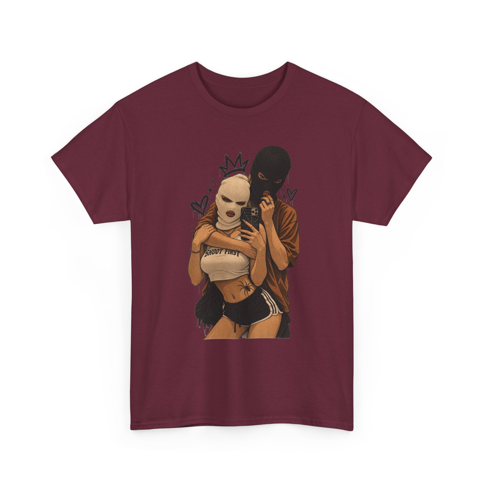 Graphic Couple Tee — 'Queen & King' Illustration