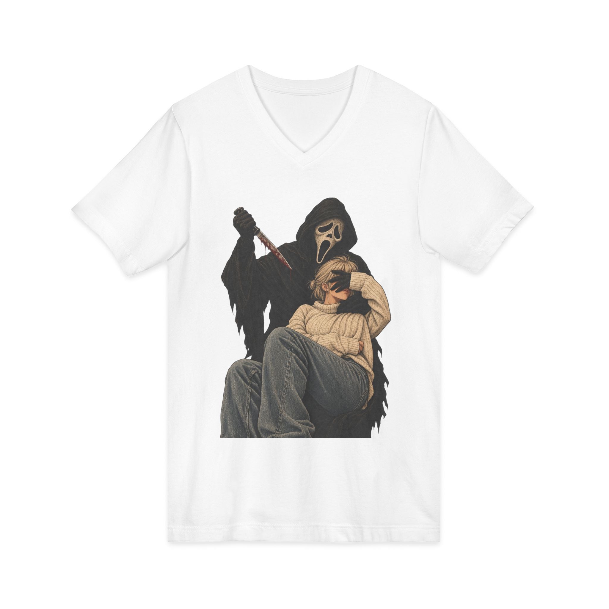 Scream Grim Reaper Graphic V-Neck Tee — Horror Movie Inspired T-Shirt