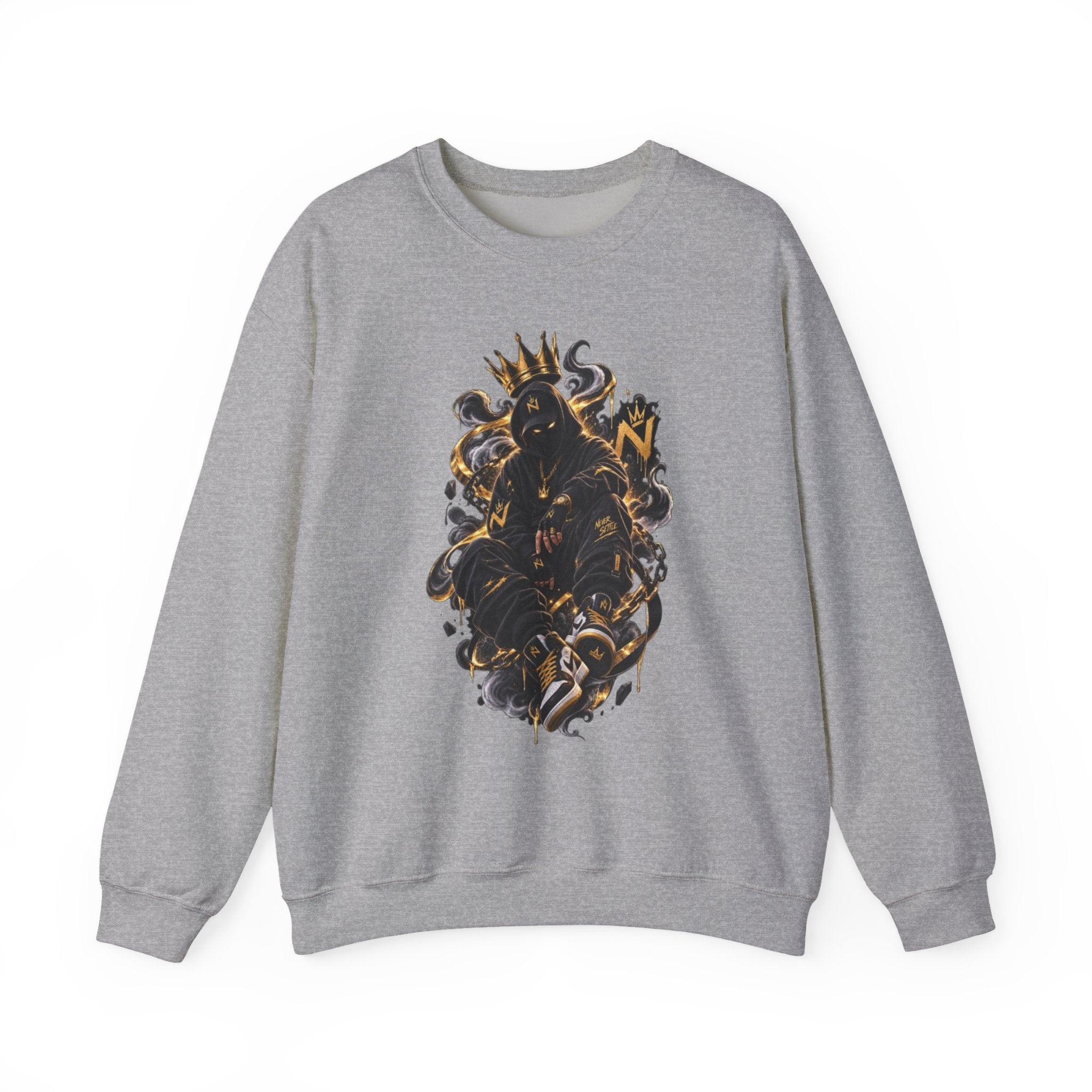 Crewneck Sweatshirt — Majestic Black Panther King Illustration