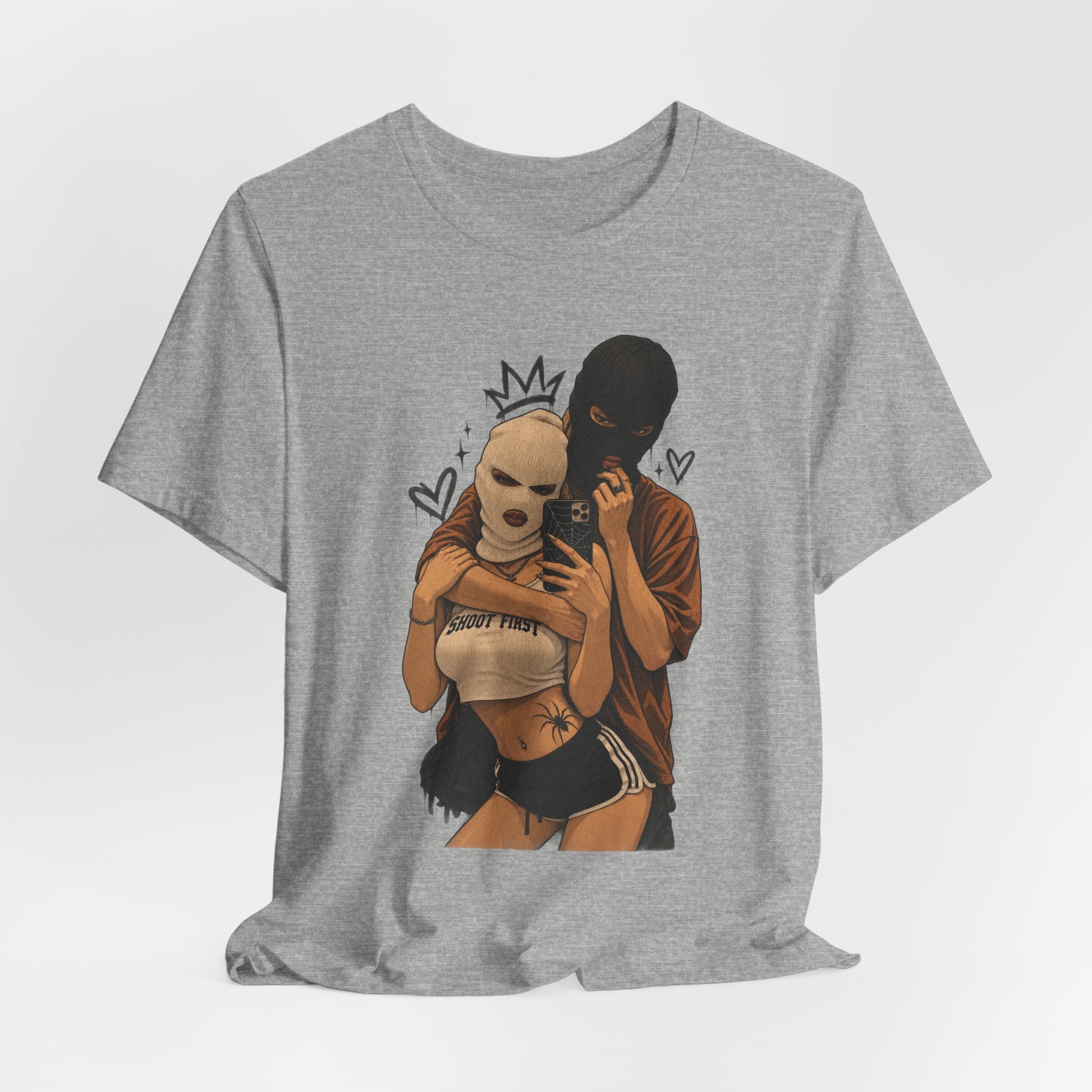 Masked Couple Graphic Tee — 'Trust' Streetwear T-Shirt