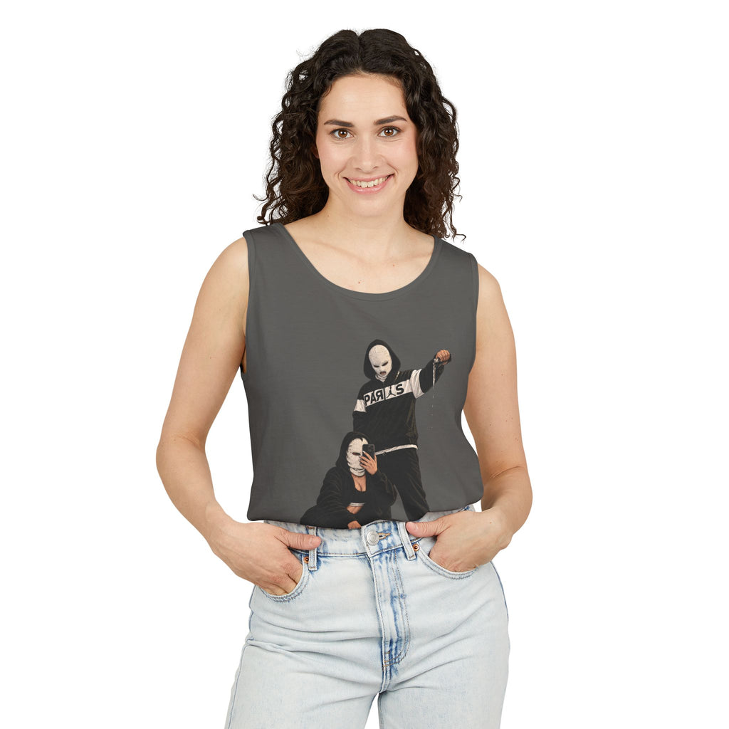 Street Style Tank Top — Graphic Masked Duo Illustration