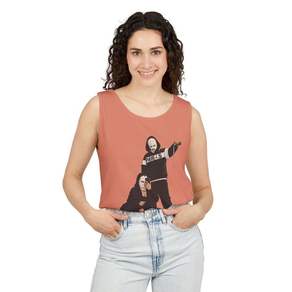 Street Style Tank Top — Graphic Masked Duo Illustration