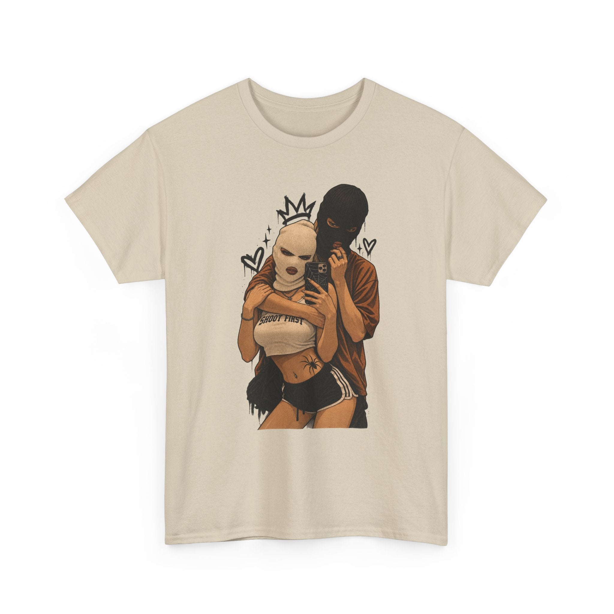 Graphic Couple Tee — 'Queen & King' Illustration