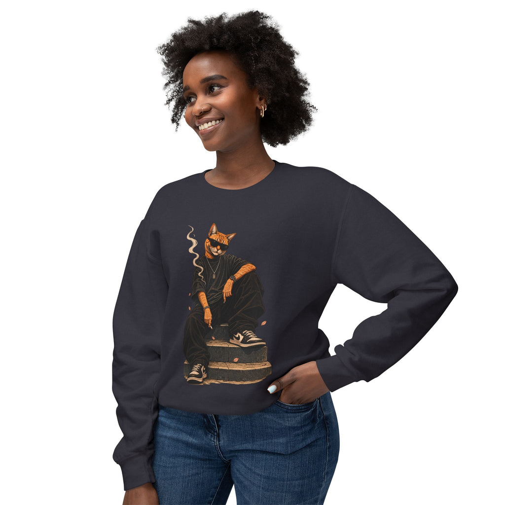 Cool Cat Crewneck Sweatshirt — Streetwear Cat Graphic