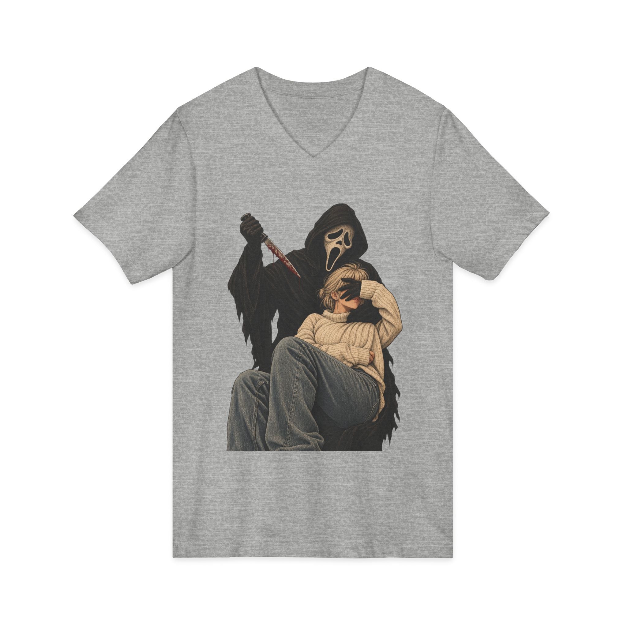 Scream Grim Reaper Graphic V-Neck Tee — Horror Movie Inspired T-Shirt
