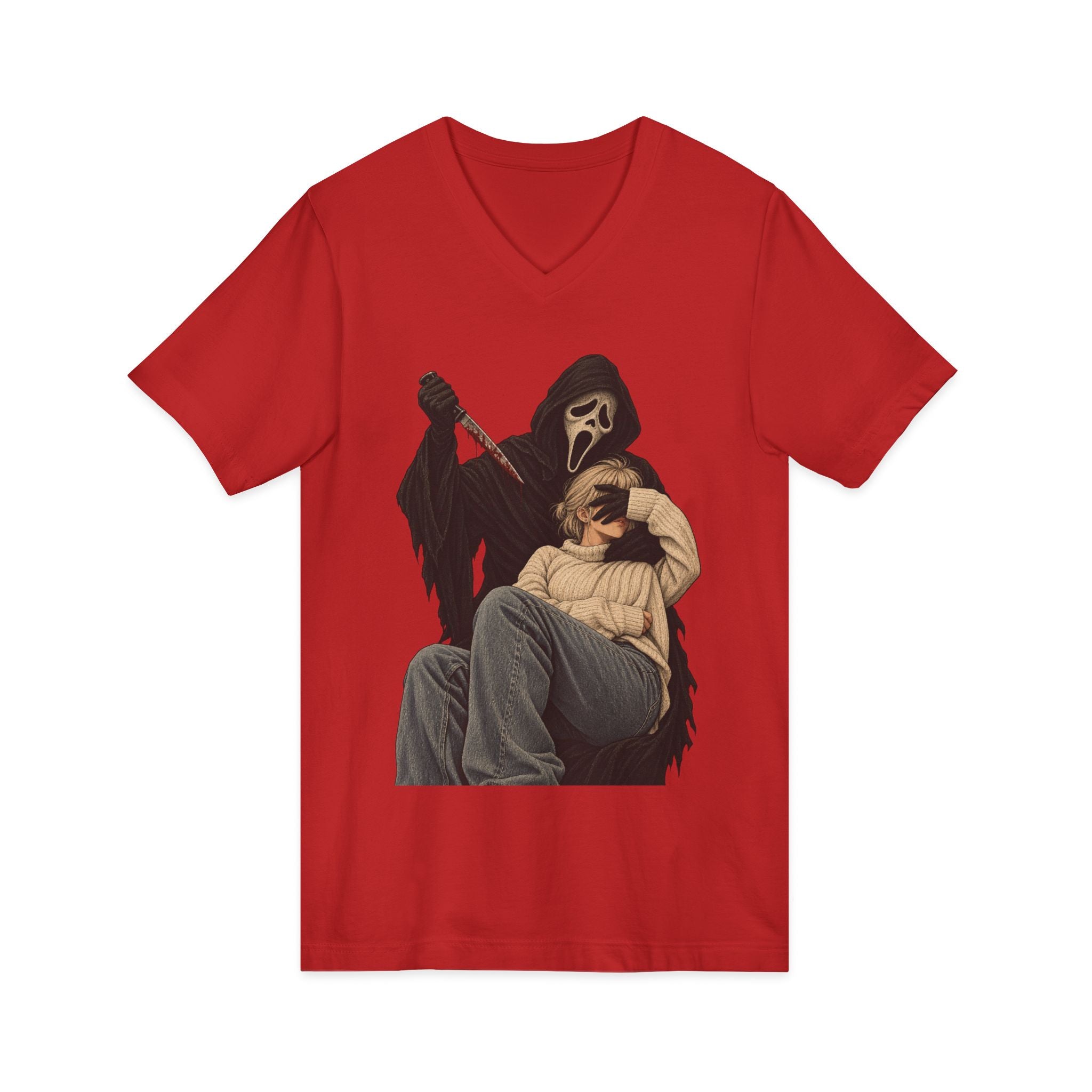 Scream Grim Reaper Graphic V-Neck Tee — Horror Movie Inspired T-Shirt