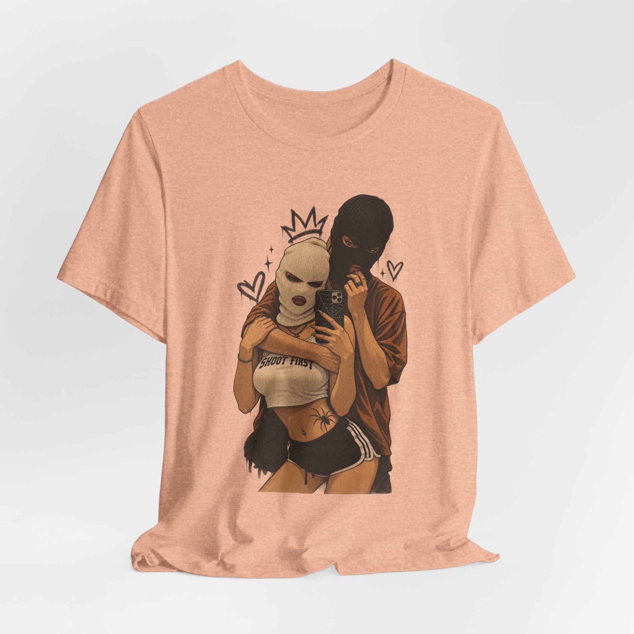 Masked Couple Graphic Tee — 'Trust' Streetwear T-Shirt