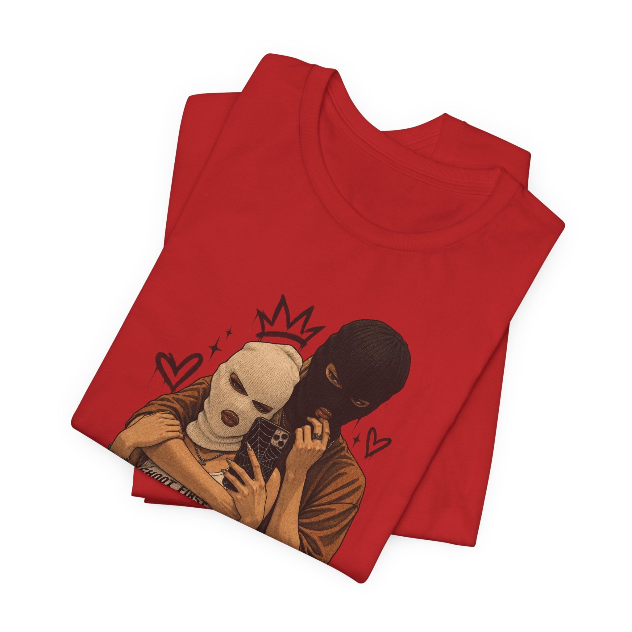 Masked Couple Graphic Tee — 'Trust' Streetwear T-Shirt