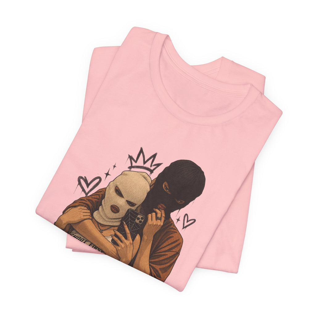 Masked Couple Graphic Tee — 'Trust' Streetwear T-Shirt
