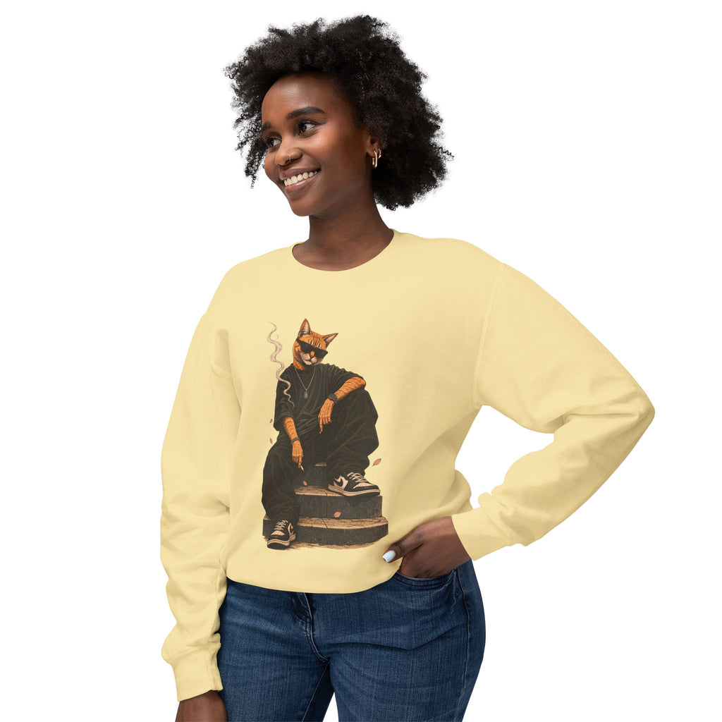 Cool Cat Crewneck Sweatshirt — Streetwear Cat Graphic