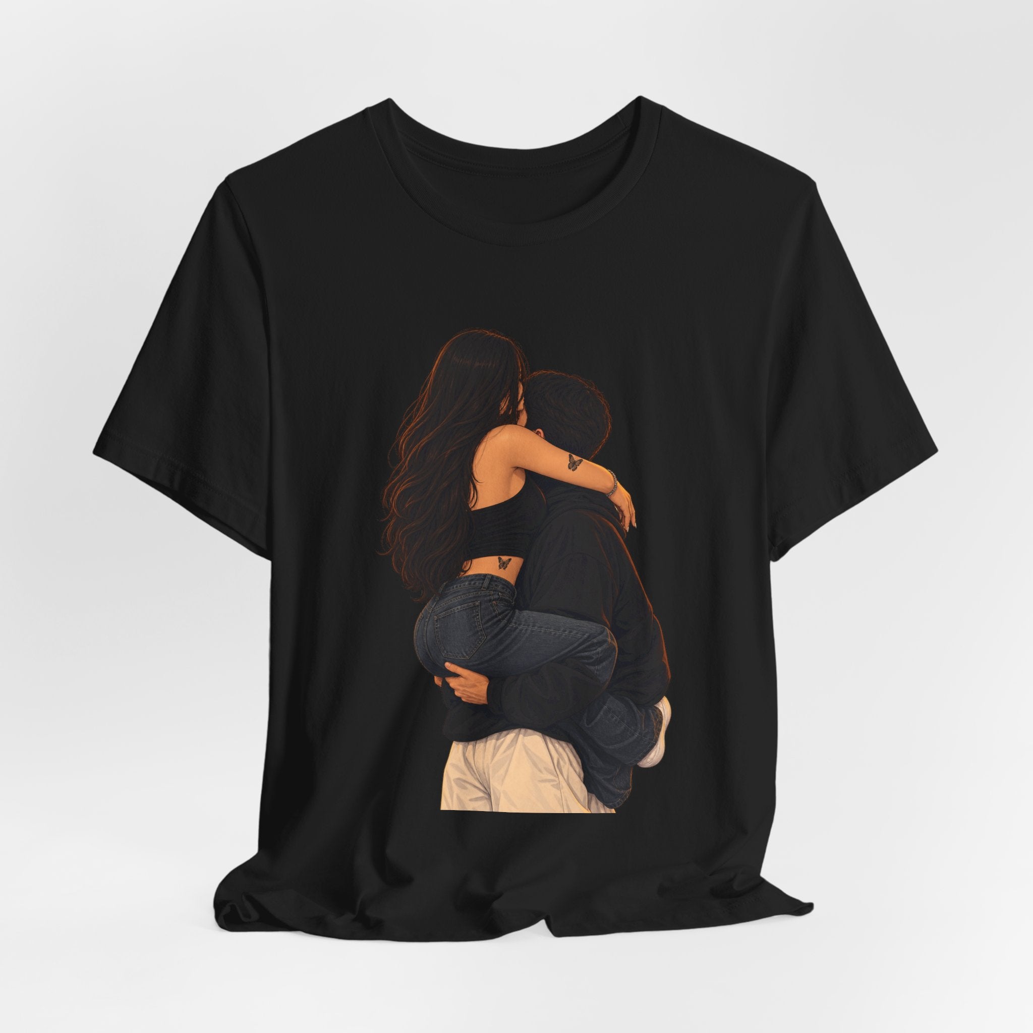 Couple Embrace T‑Shirt — Romantic Hug Graphic Tee