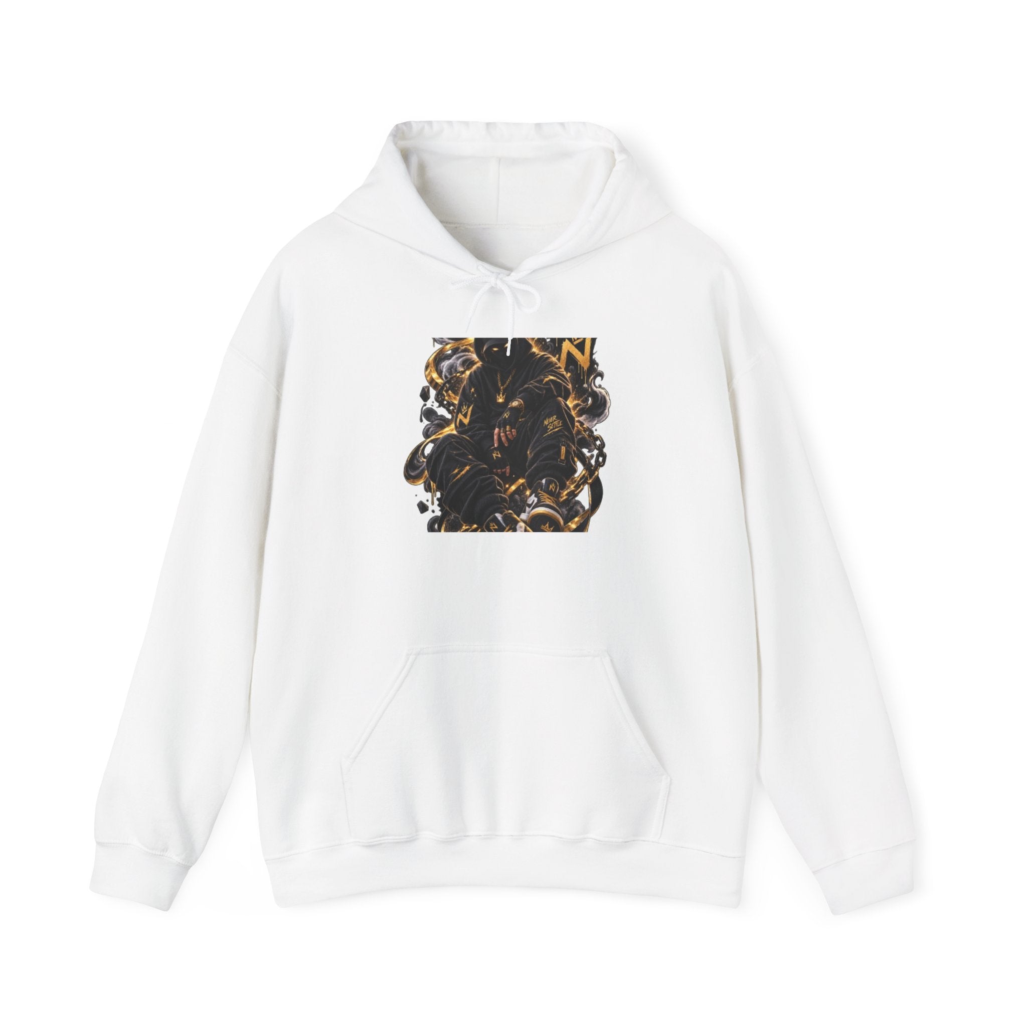 Abstract Gold & Black Swirl Hoodie — Modern Art Graphic Hoodie