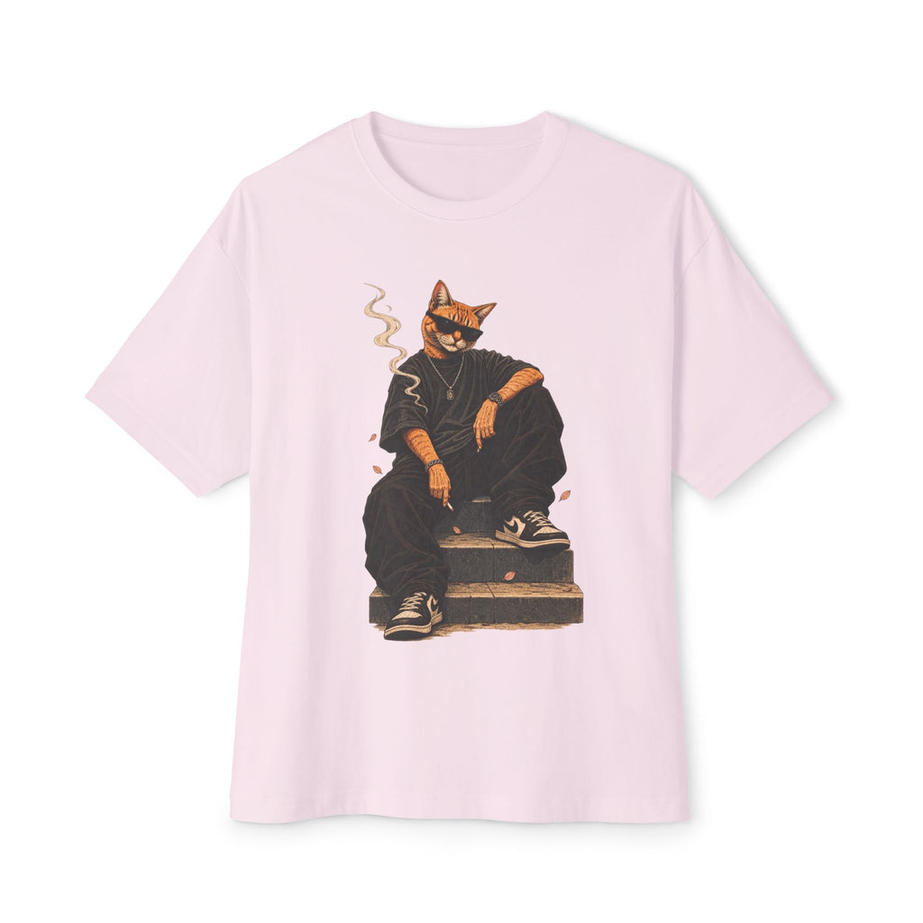 Cat Gangster Tee — Cool Cat Streetwear Oversized Boxy T‑Shirt