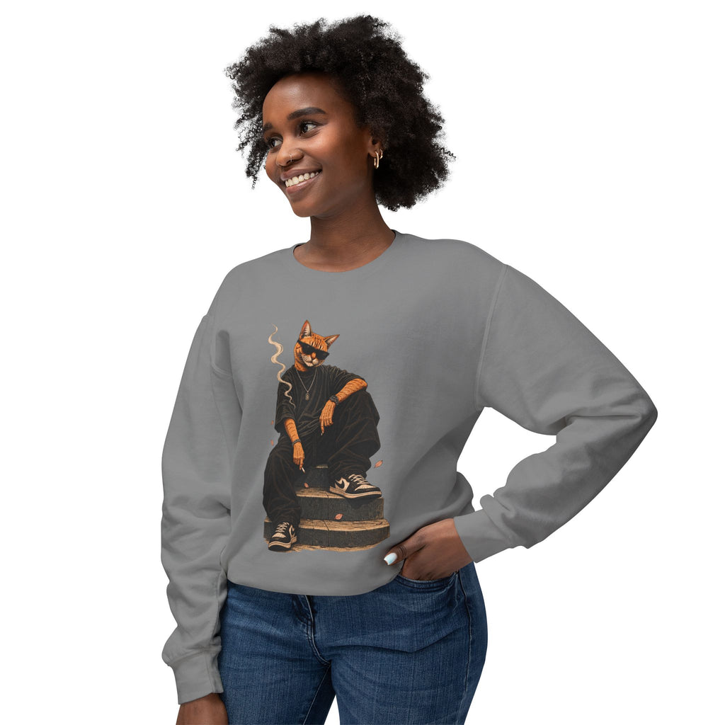 Cool Cat Crewneck Sweatshirt — Streetwear Cat Graphic