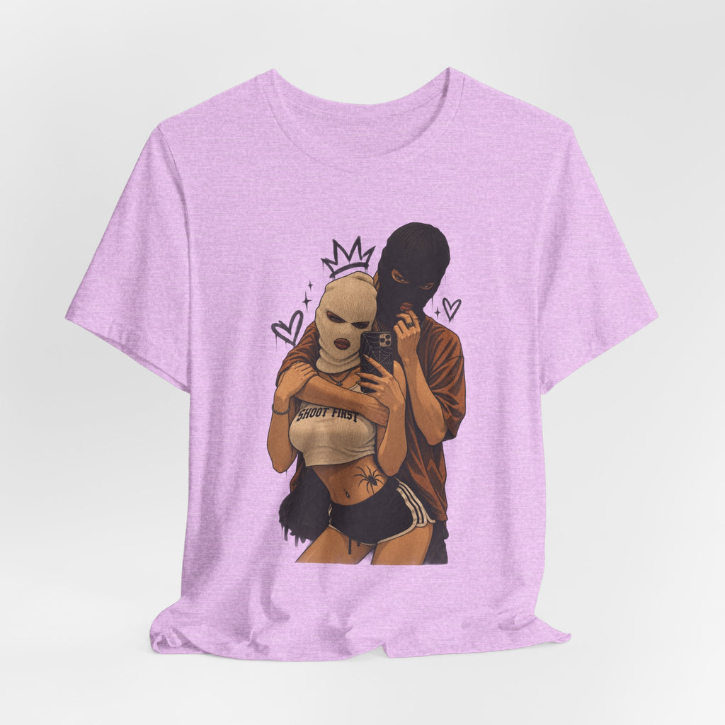 Masked Couple Graphic Tee — 'Trust' Streetwear T-Shirt