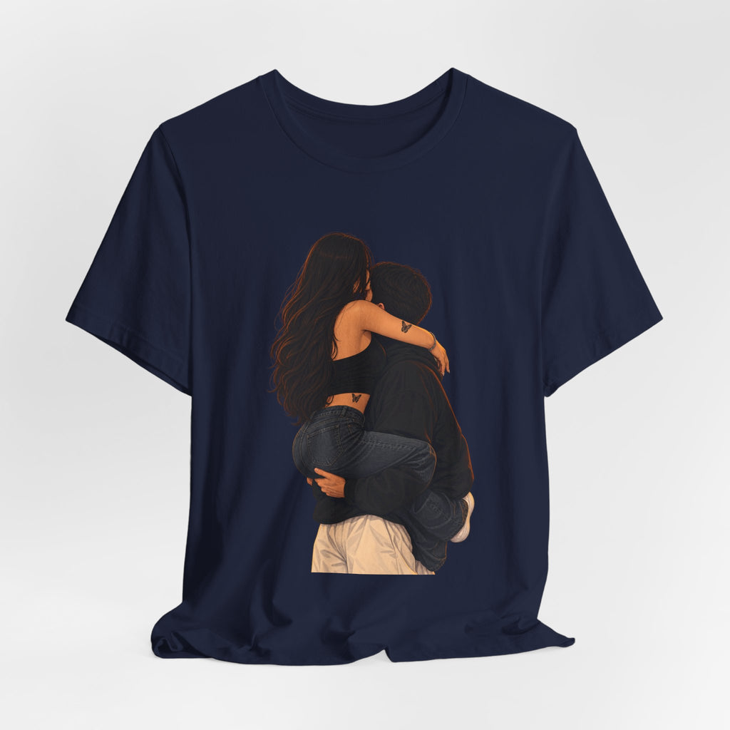 Couple Embrace T‑Shirt — Romantic Hug Graphic Tee