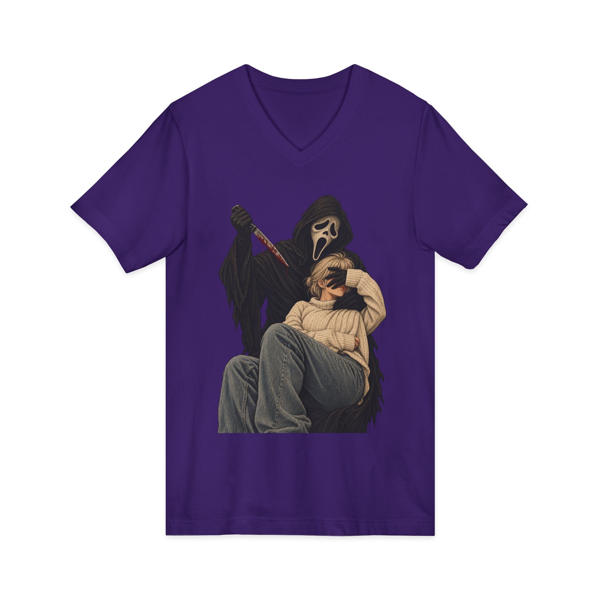 Scream Grim Reaper Graphic V-Neck Tee — Horror Movie Inspired T-Shirt