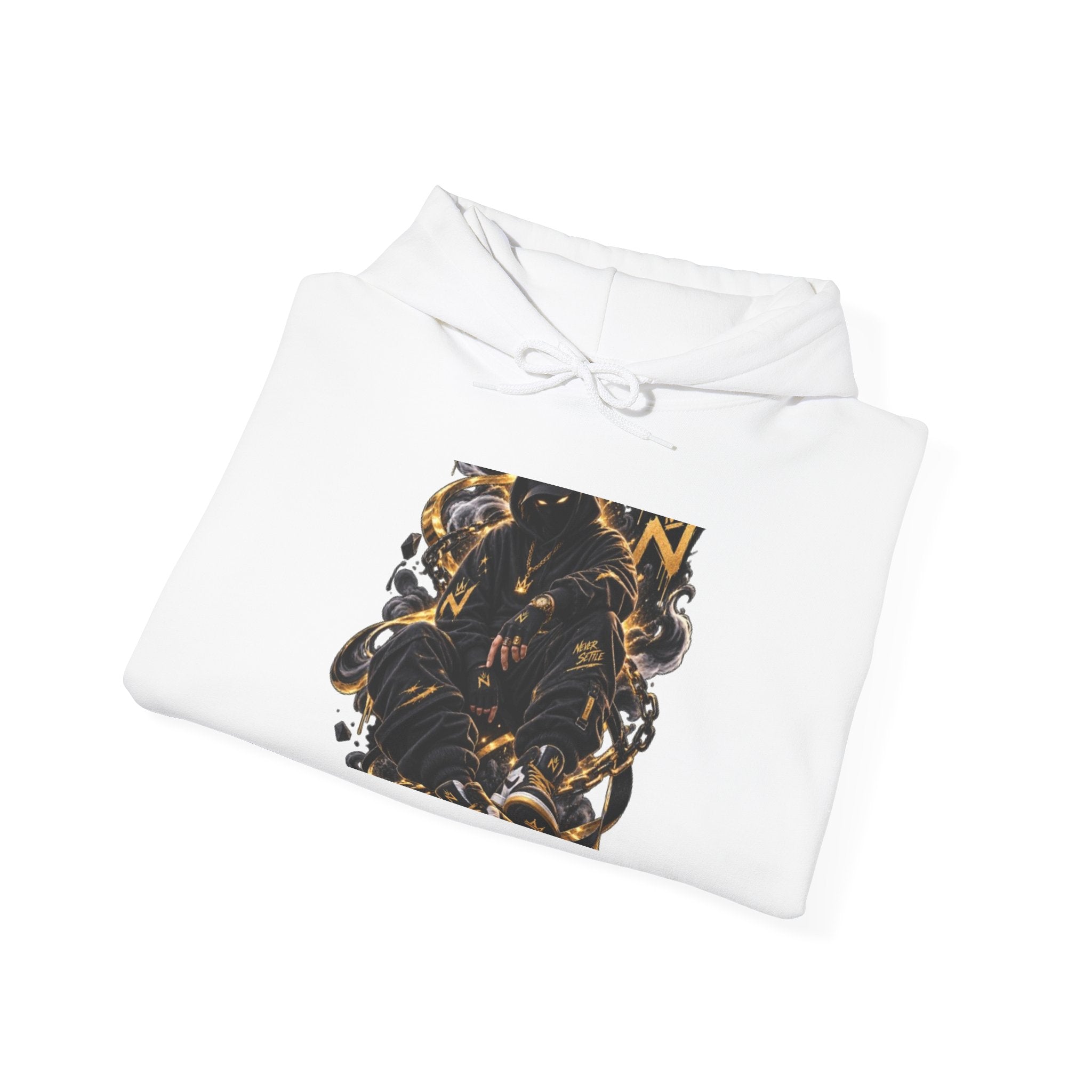 Abstract Gold & Black Swirl Hoodie — Modern Art Graphic Hoodie