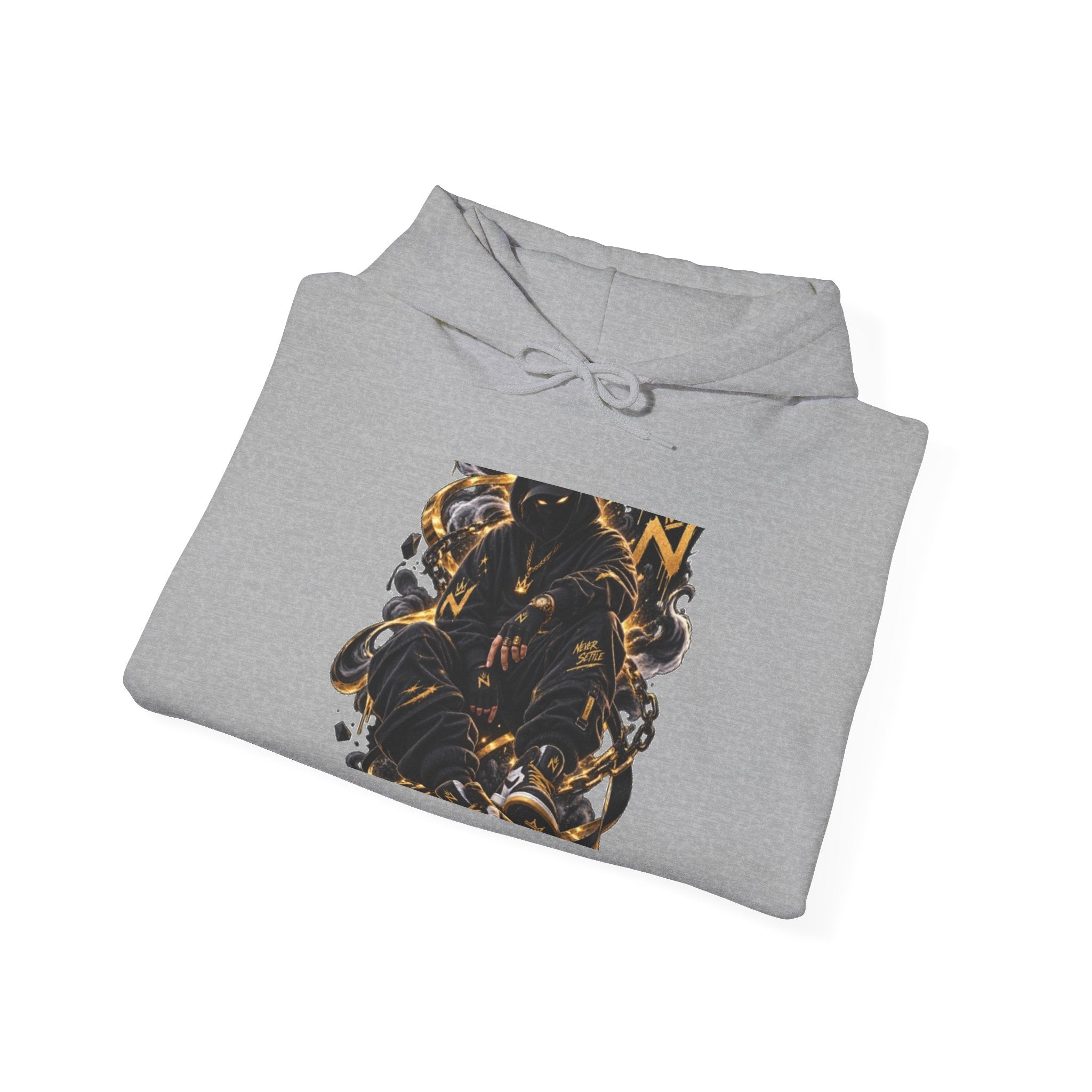 Abstract Gold & Black Swirl Hoodie — Modern Art Graphic Hoodie