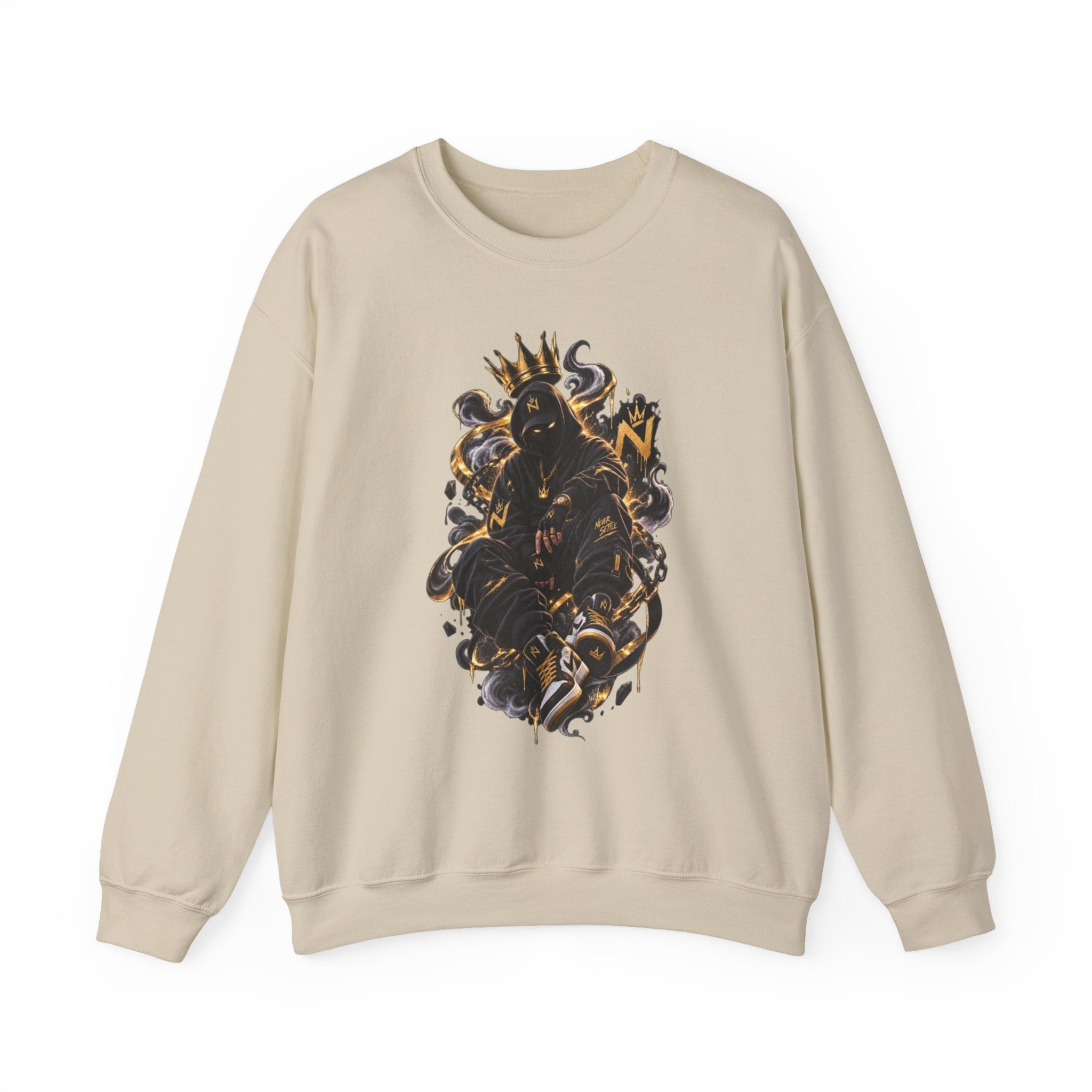 Crewneck Sweatshirt — Majestic Black Panther King Illustration