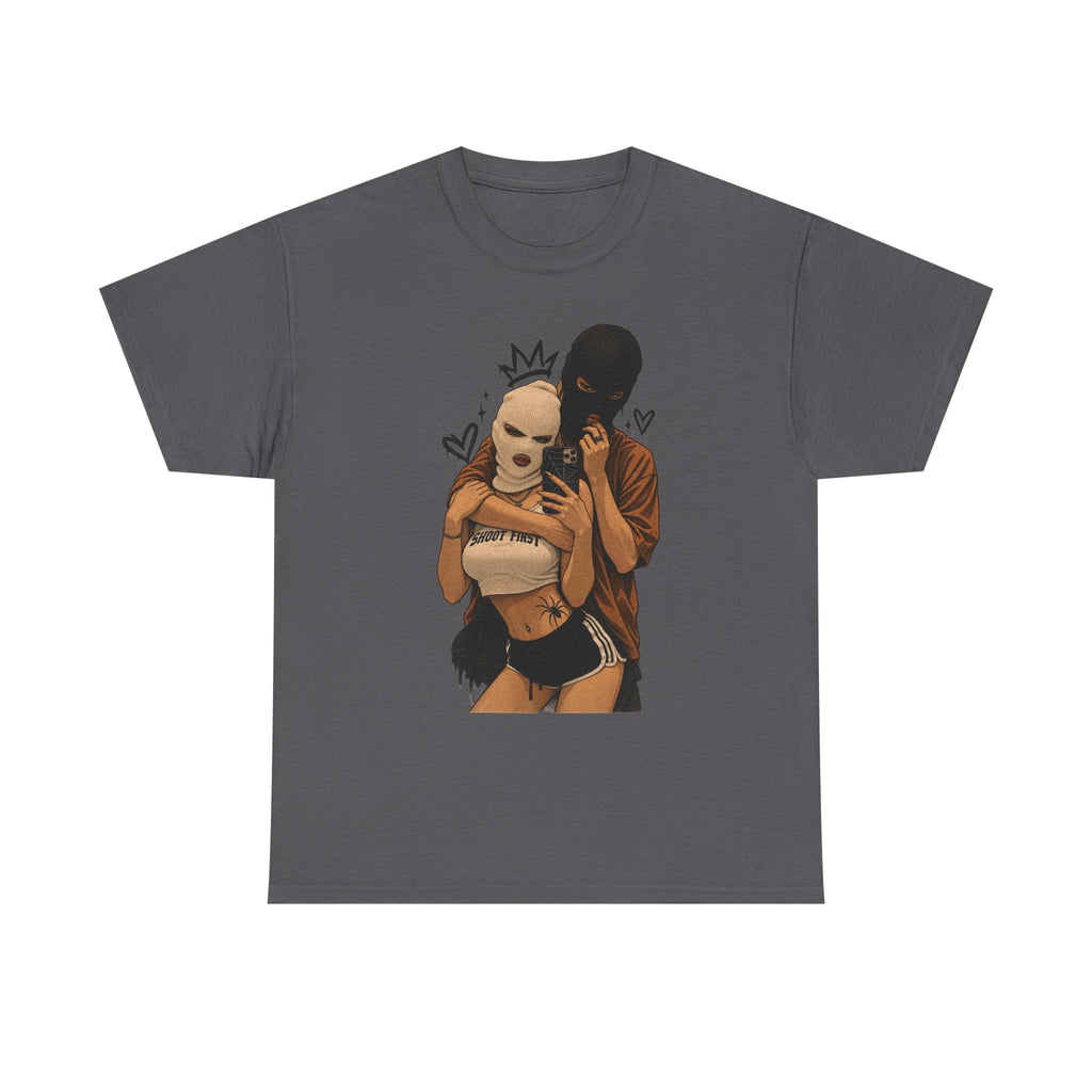 Graphic Couple Tee — 'Queen & King' Illustration