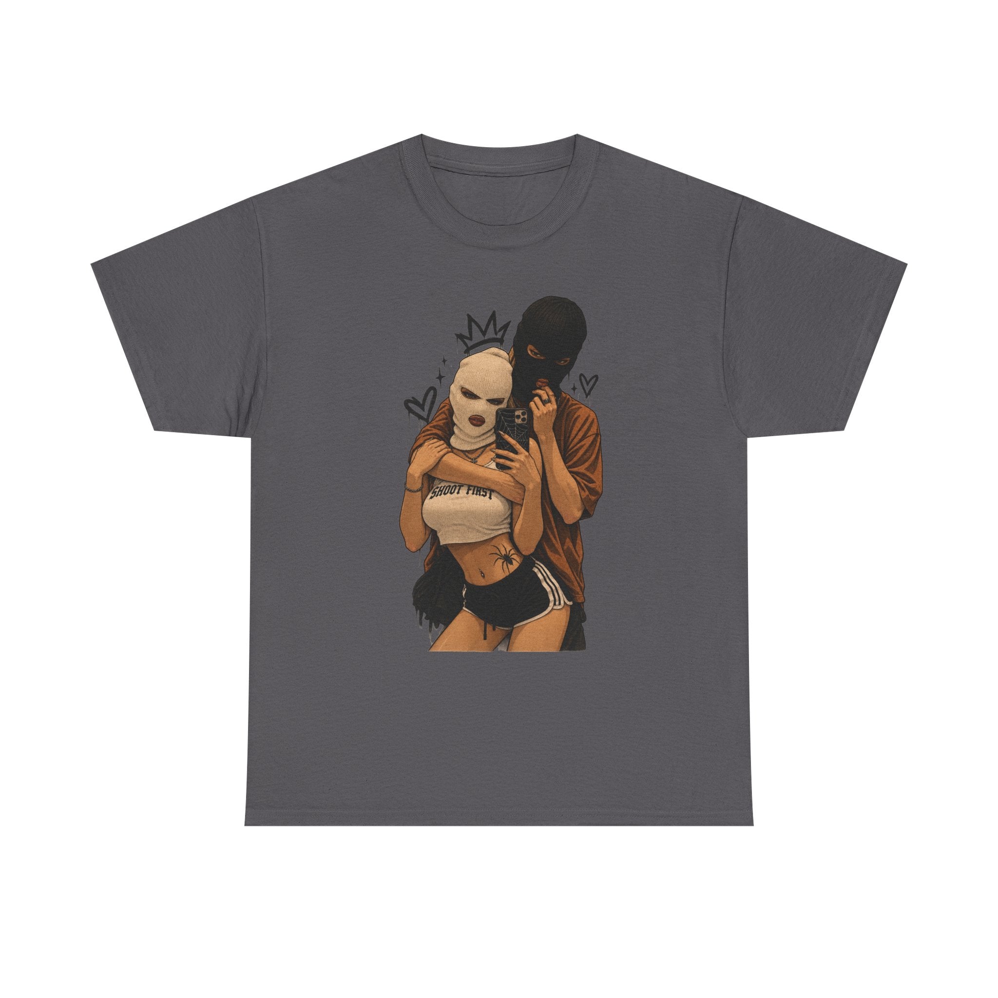 Graphic Couple Tee — 'Queen & King' Illustration