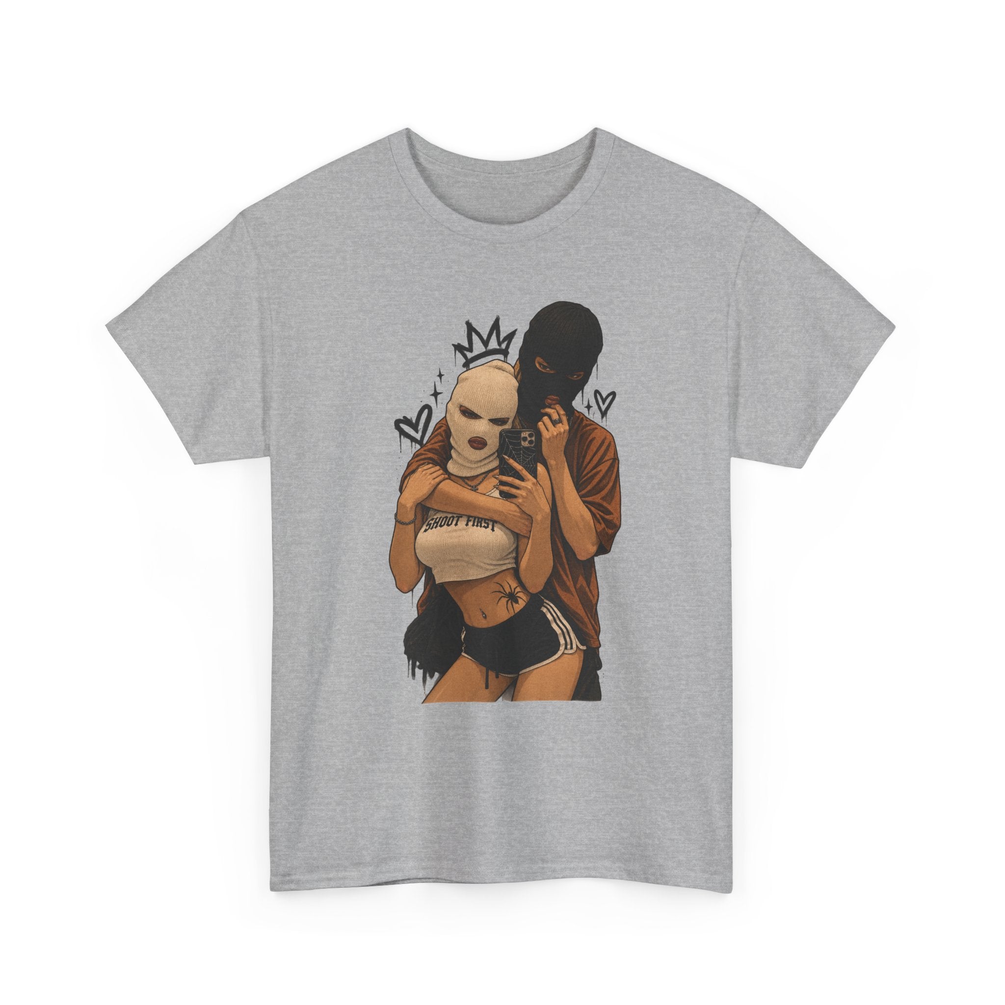 Graphic Couple Tee — 'Queen & King' Illustration