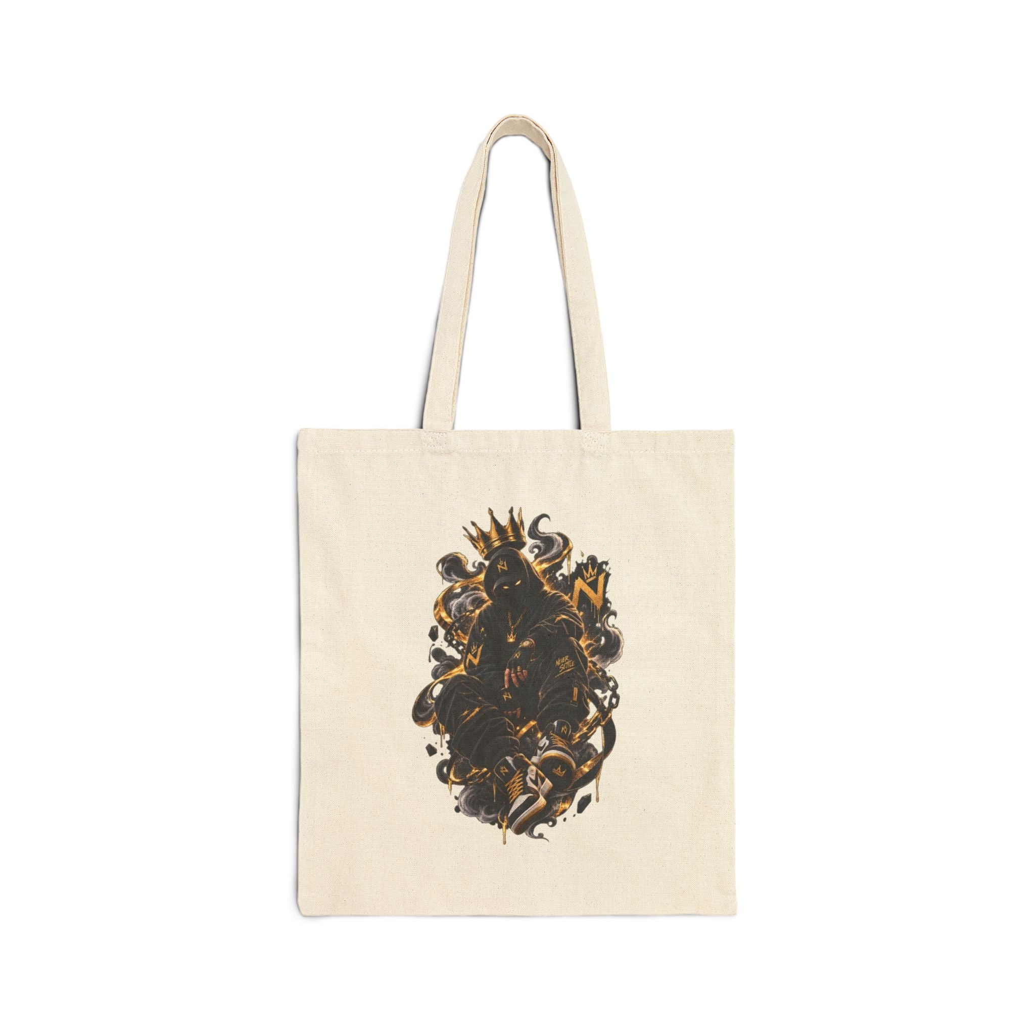 Canvas Tote Bag — Dark Floral Skull Art Print