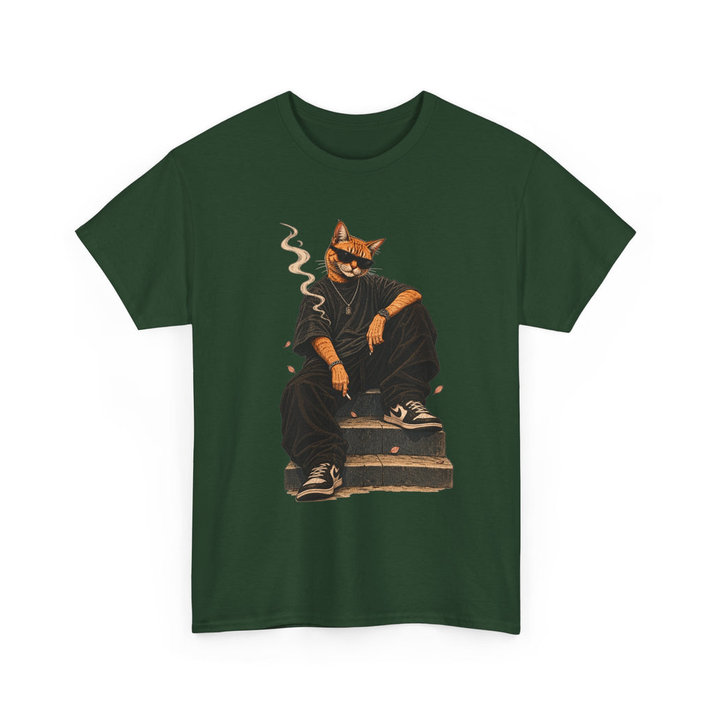 Cat Streetwear T-Shirt — Cool Cat Smoking Graphic Tee