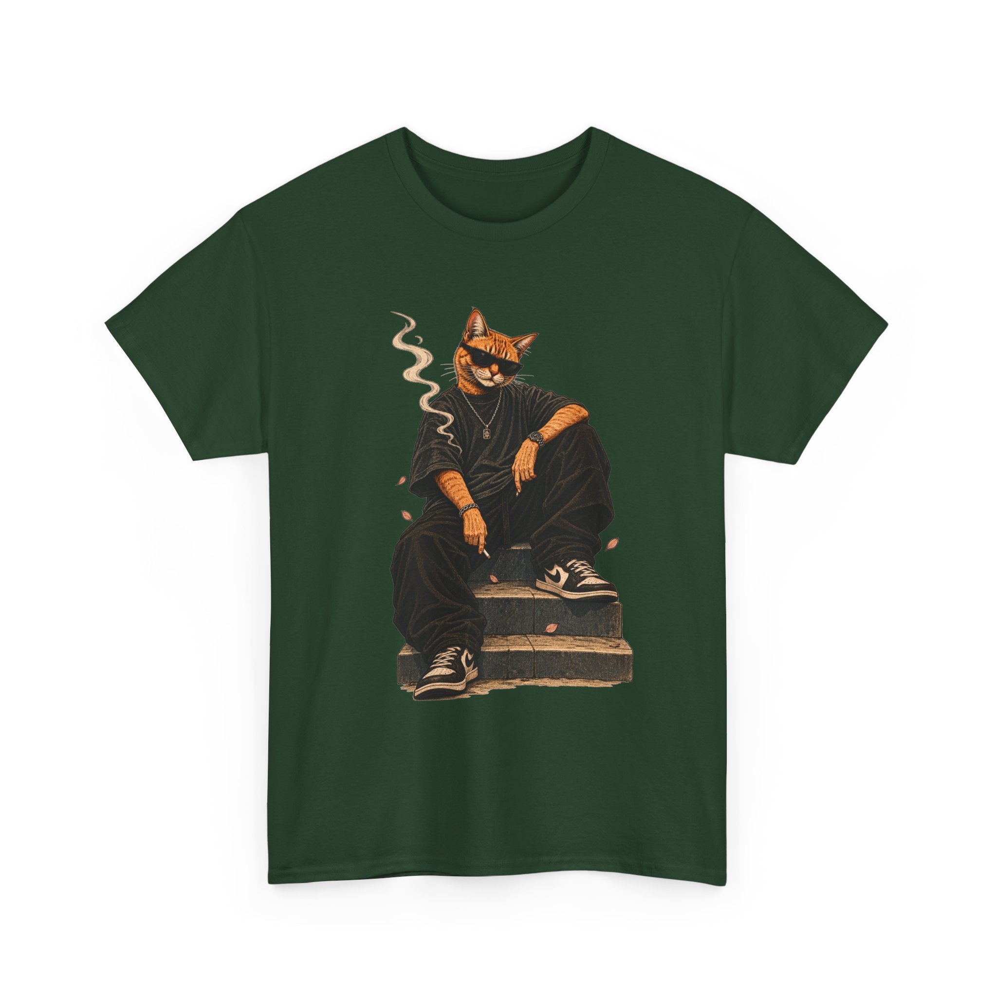 Cat Streetwear T-Shirt — Cool Cat Smoking Graphic Tee