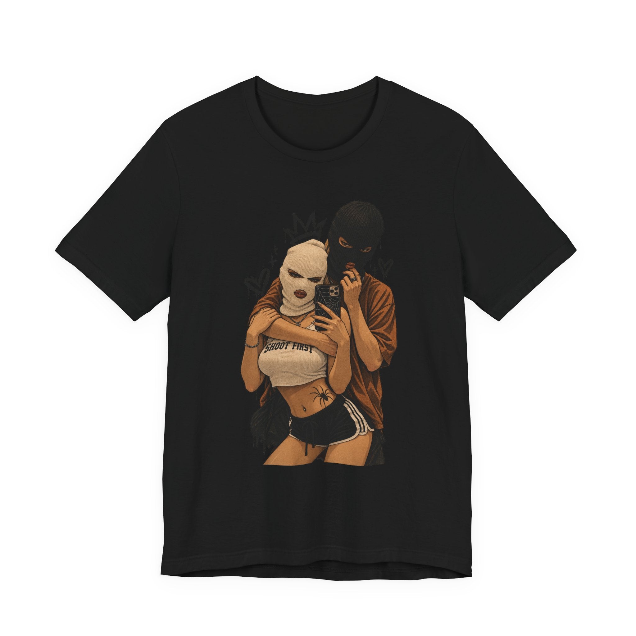 Masked Couple Graphic Tee — 'Trust' Streetwear T-Shirt