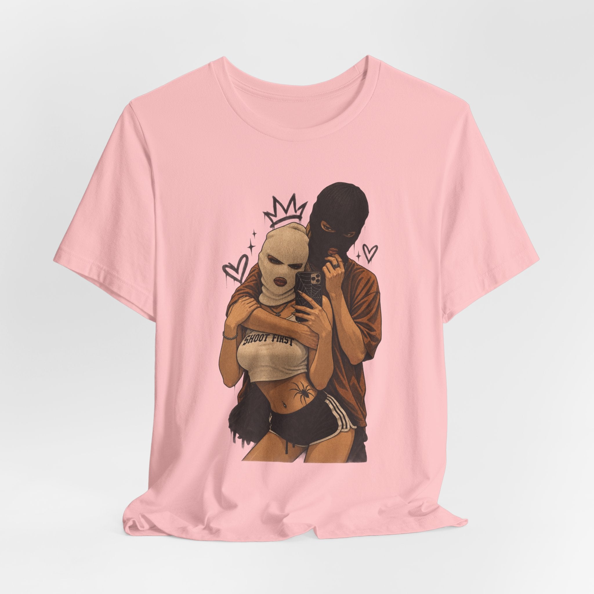 Masked Couple Graphic Tee — 'Trust' Streetwear T-Shirt