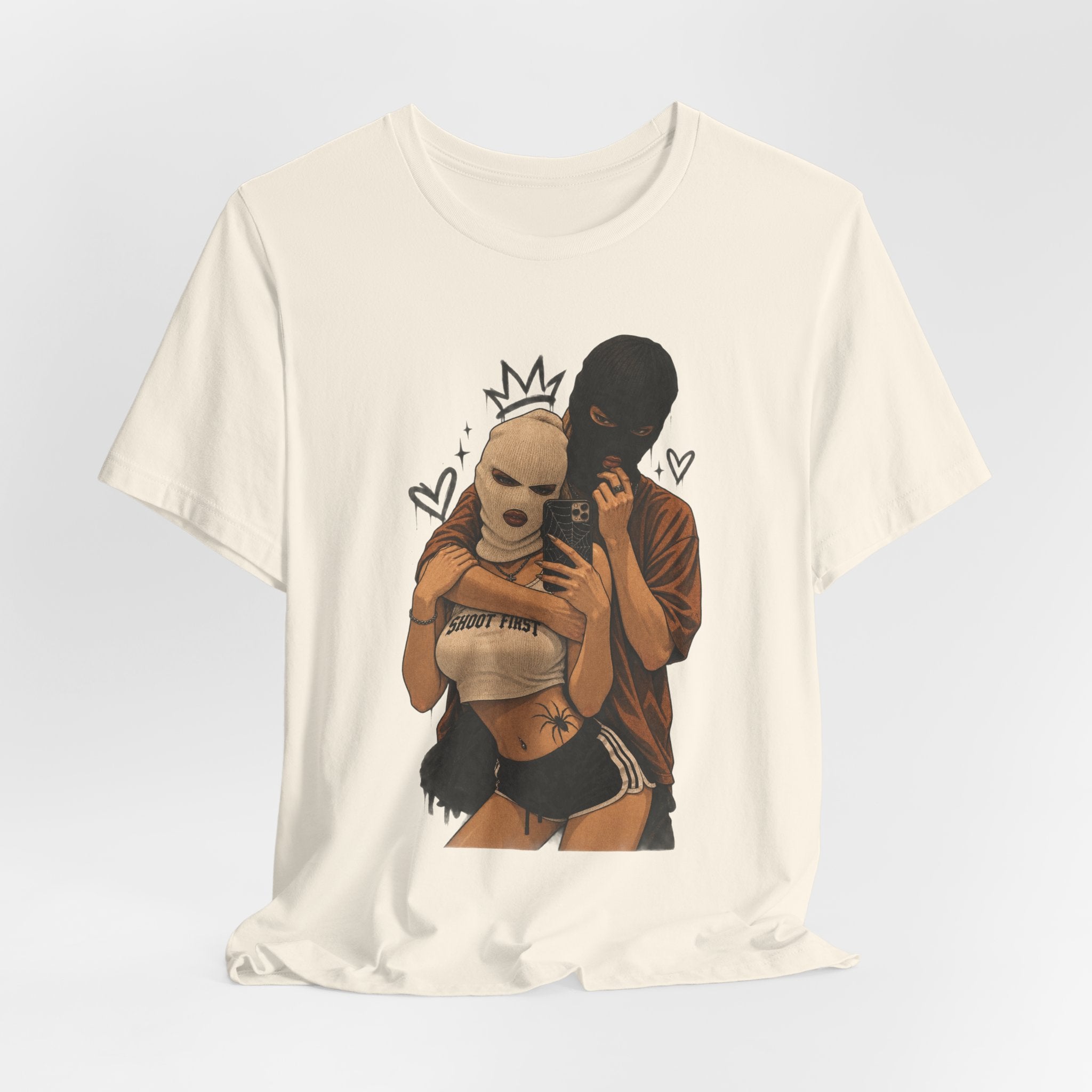 Masked Couple Graphic Tee — 'Trust' Streetwear T-Shirt