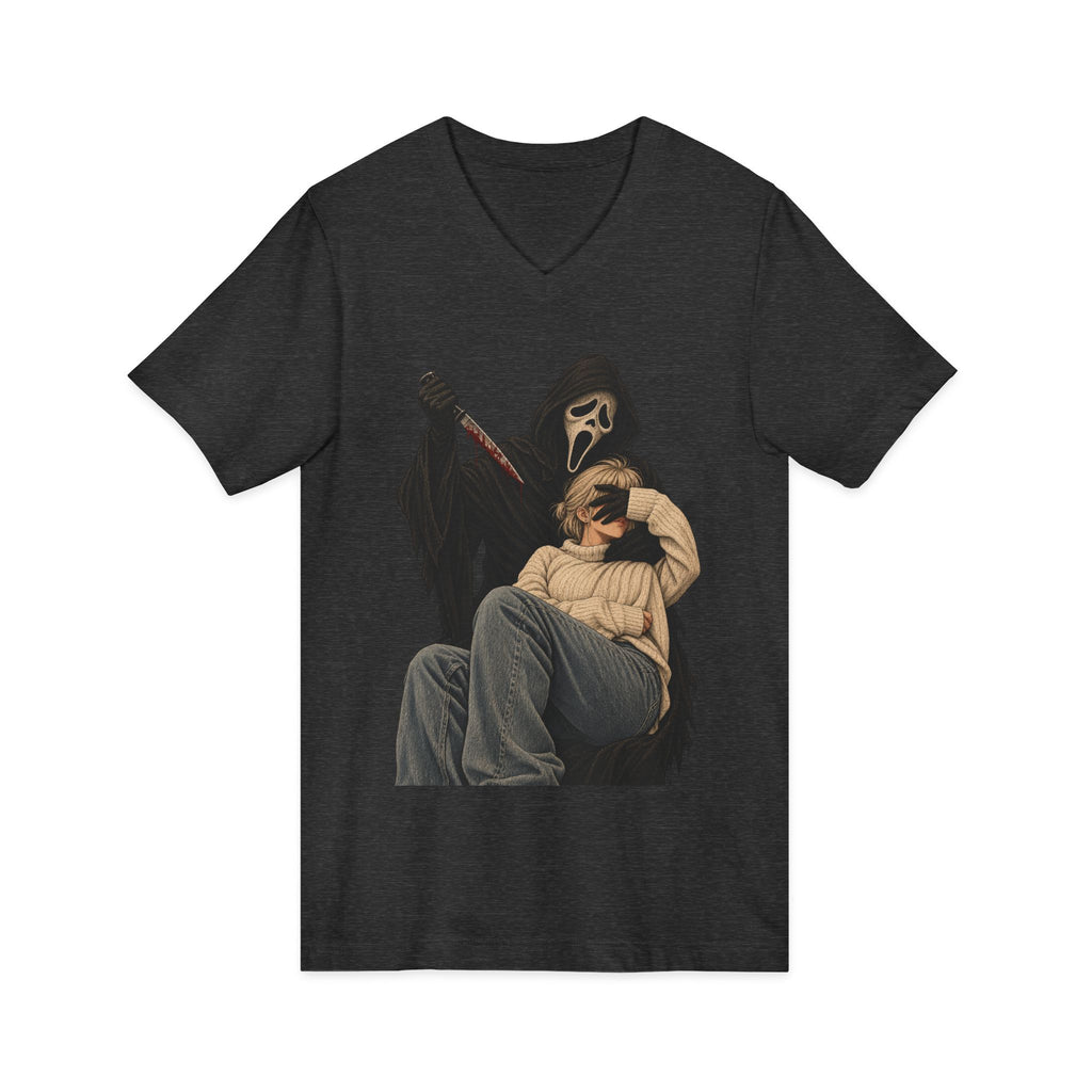 Scream Grim Reaper Graphic V-Neck Tee — Horror Movie Inspired T-Shirt