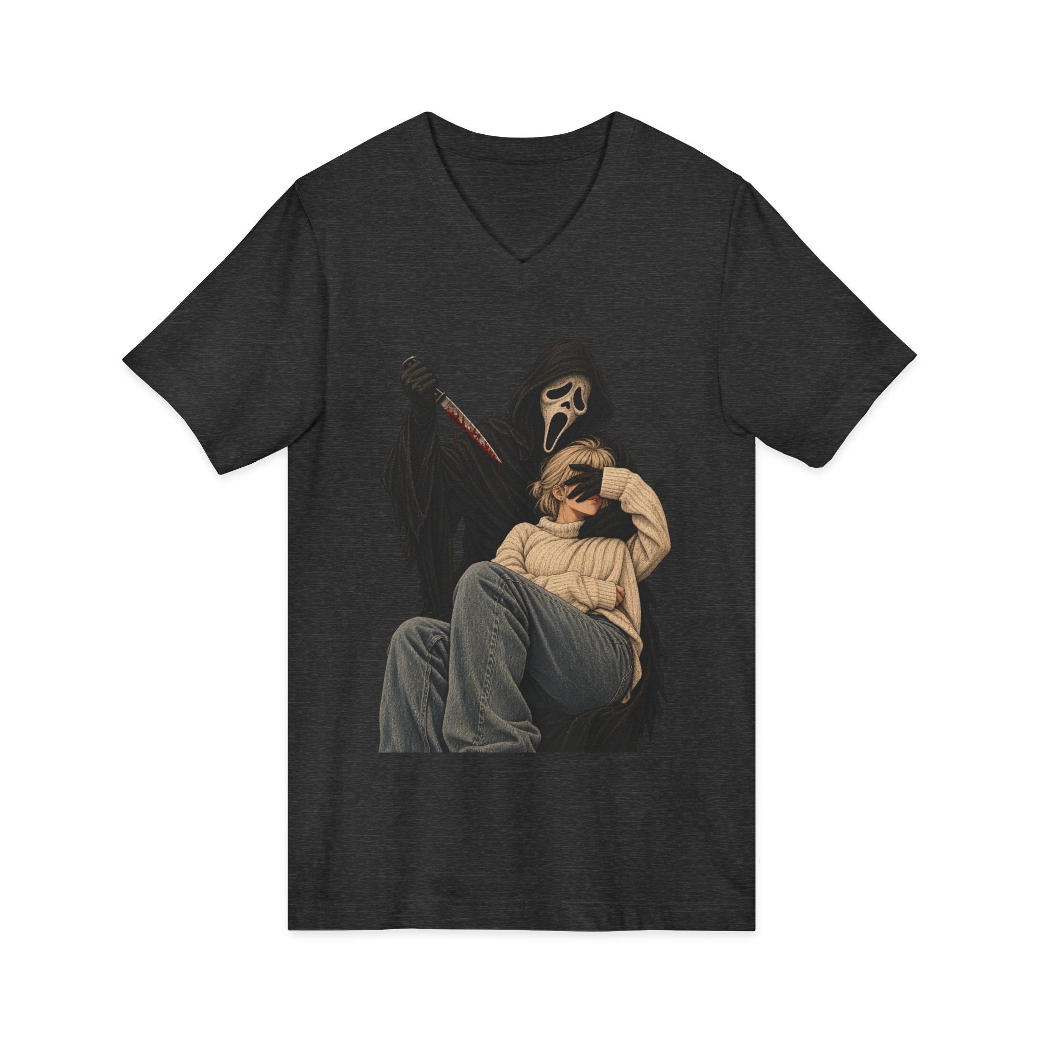 Scream Grim Reaper Graphic V-Neck Tee — Horror Movie Inspired T-Shirt