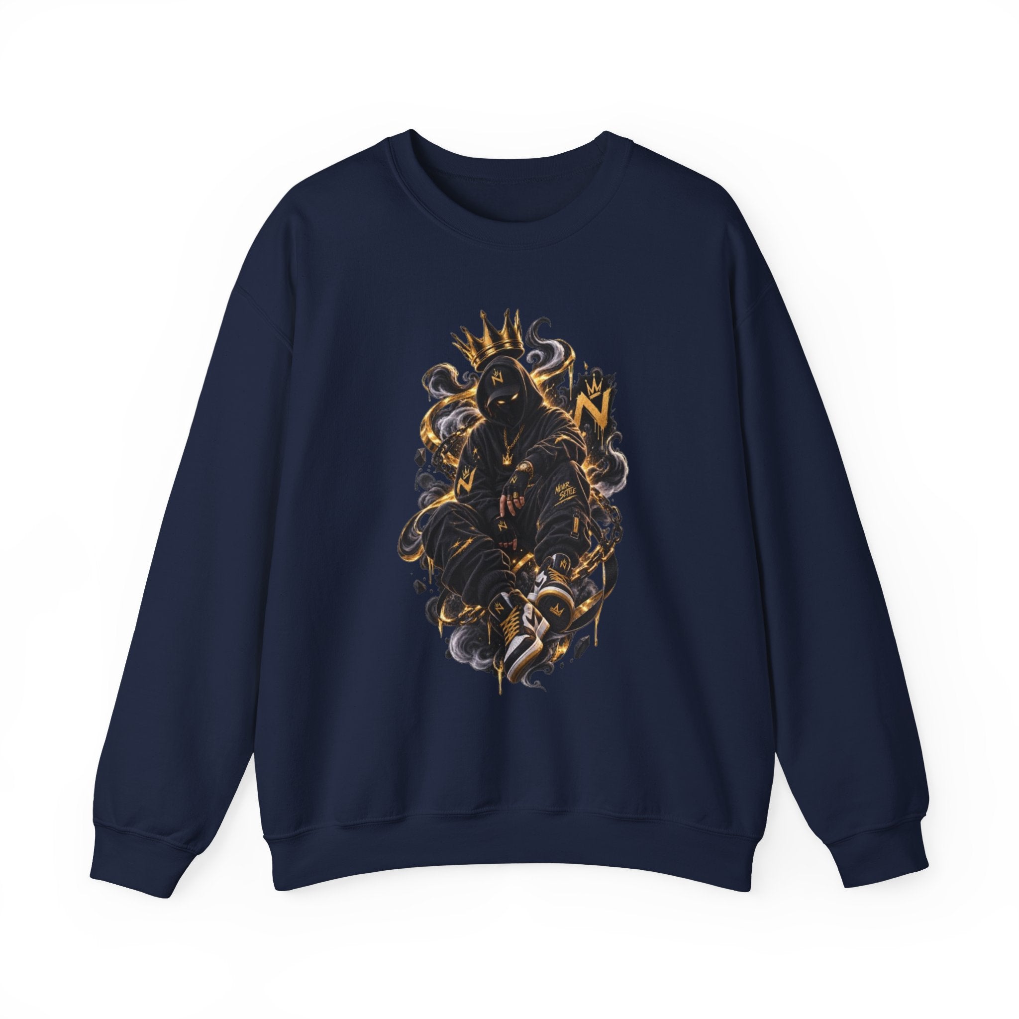 Crewneck Sweatshirt — Majestic Black Panther King Illustration