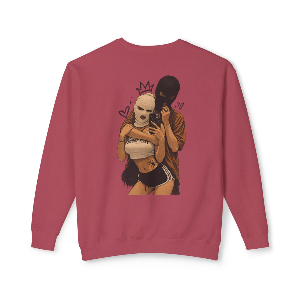 Couple Masked Lovers Crewneck Sweatshirt — Romantic Urban Graphic Pullover