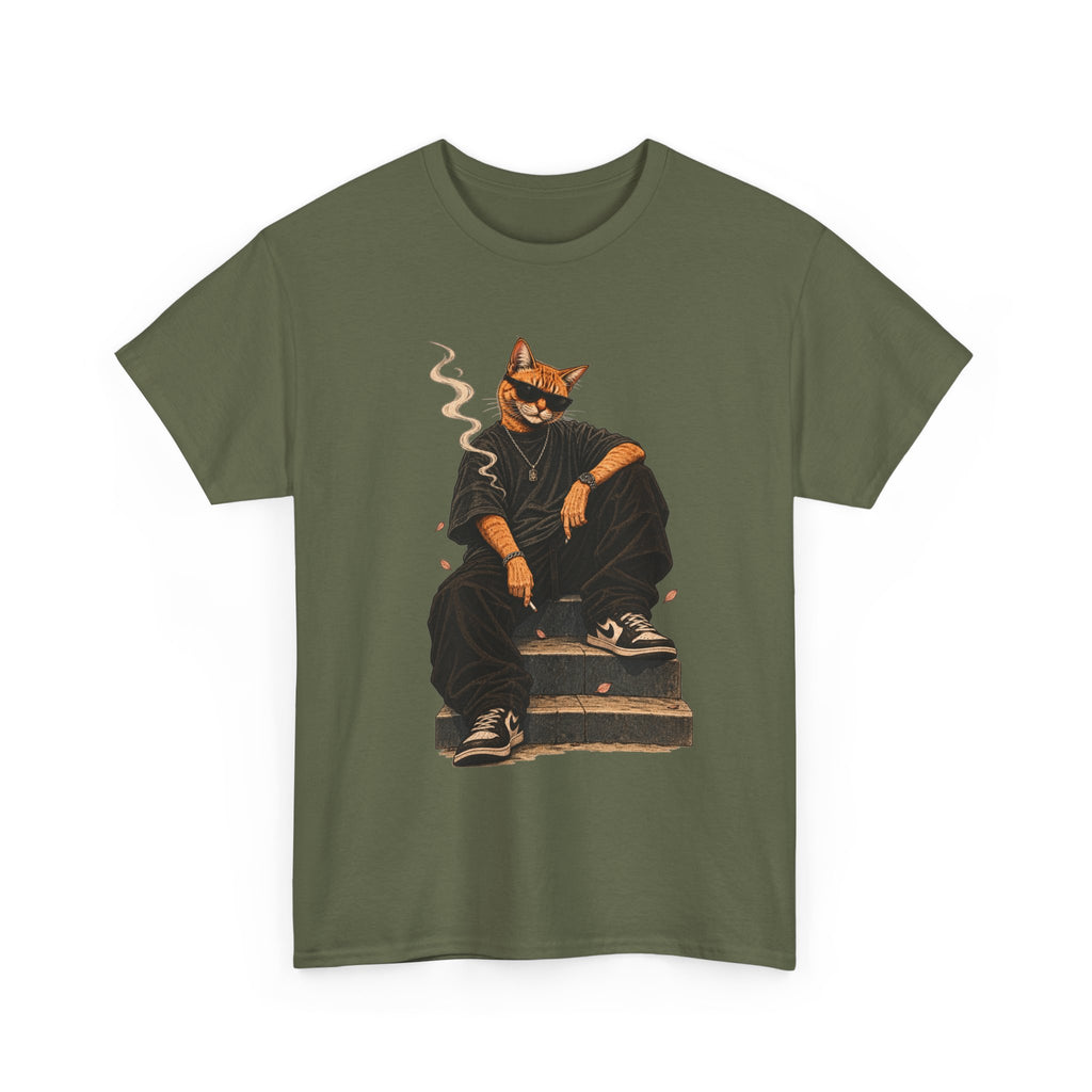 Cat Streetwear T-Shirt — Cool Cat Smoking Graphic Tee