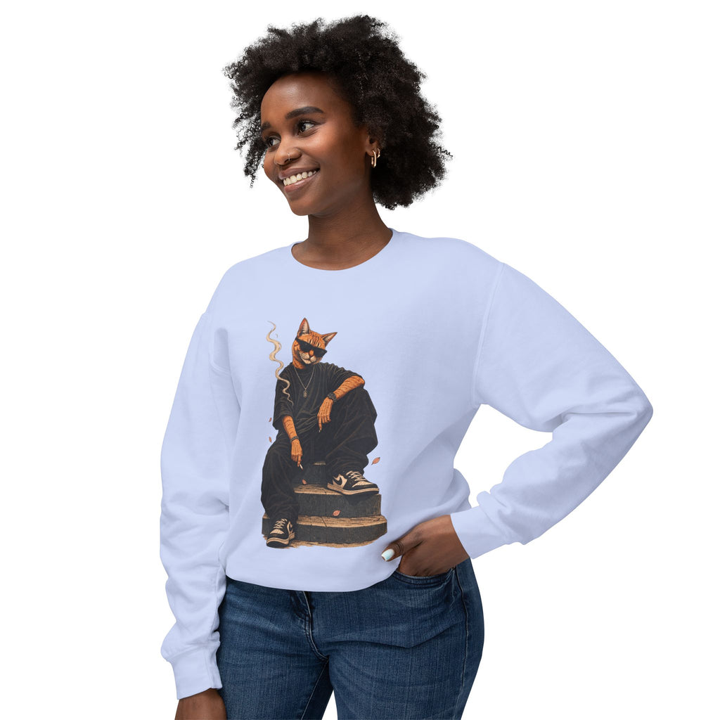Cool Cat Crewneck Sweatshirt — Streetwear Cat Graphic