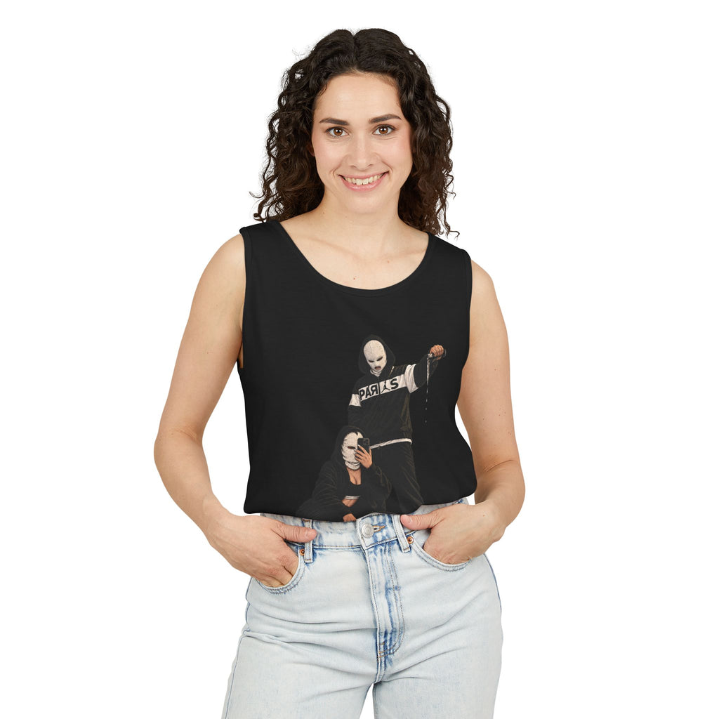 Street Style Tank Top — Graphic Masked Duo Illustration