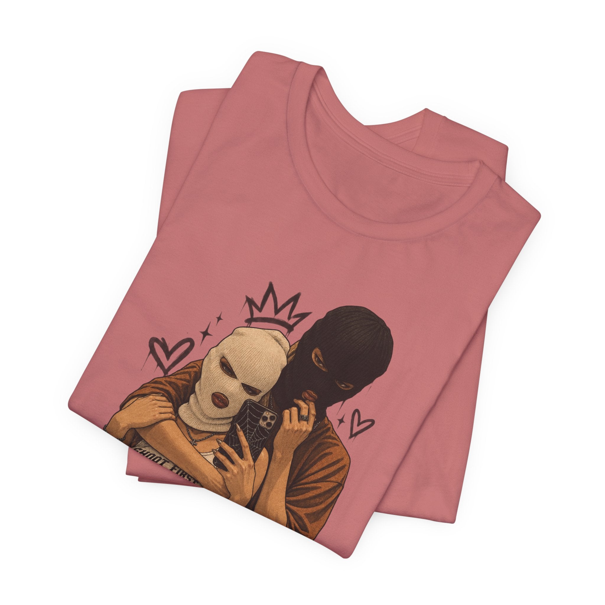 Masked Couple Graphic Tee — 'Trust' Streetwear T-Shirt