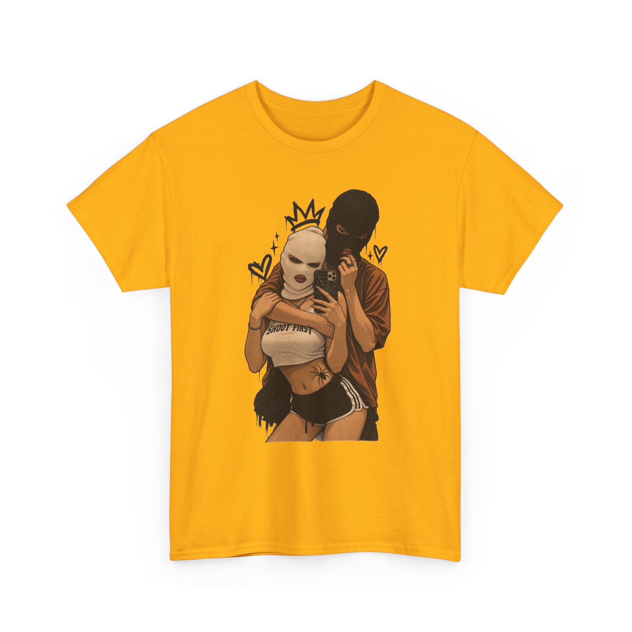Graphic Couple Tee — 'Queen & King' Illustration